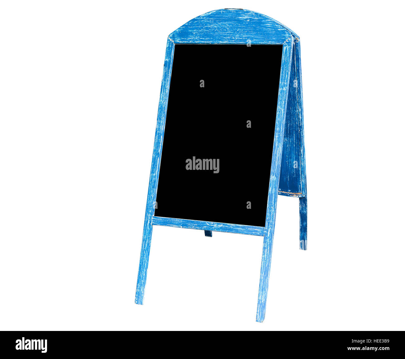 Holzbrett für Menü isoliert auf weißem Hintergrund. Mit Beschneidungspfad gespeichert Stockfoto