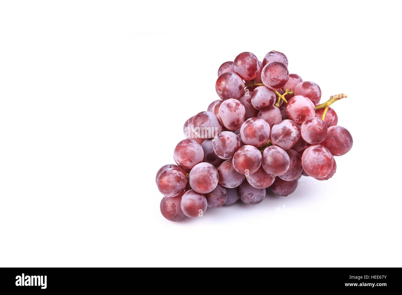 Nahaufnahme der roten Weintraube isoliert auf weißem Hintergrund Stockfoto