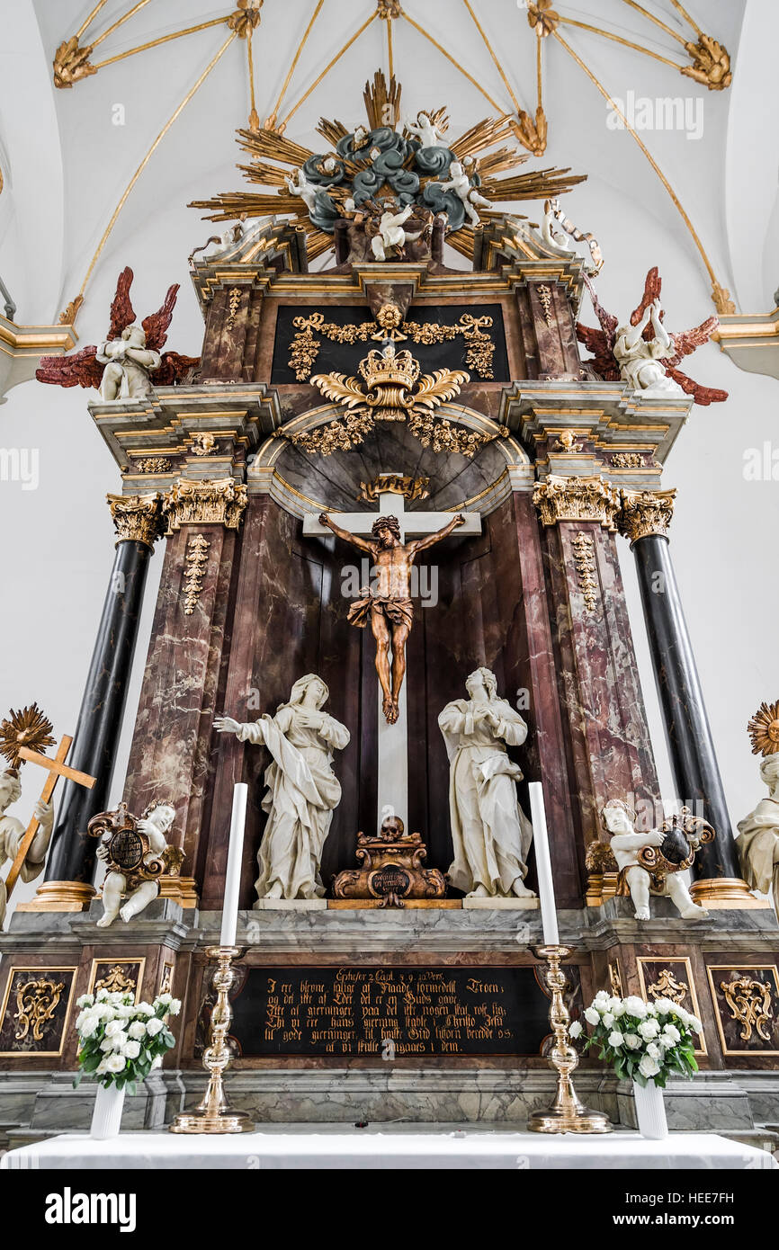Altar der Kirche der Heiligen Dreifaltigkeit (Trinitatis Kirke). Kopenhagen. Dänemark Stockfoto