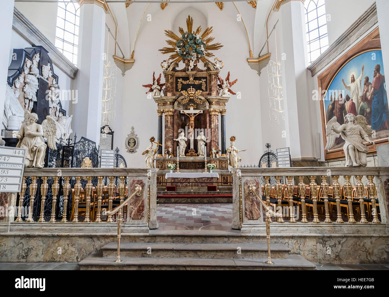 Altar der Kirche der Heiligen Dreifaltigkeit. Kopenhagen. Dänemark Stockfoto