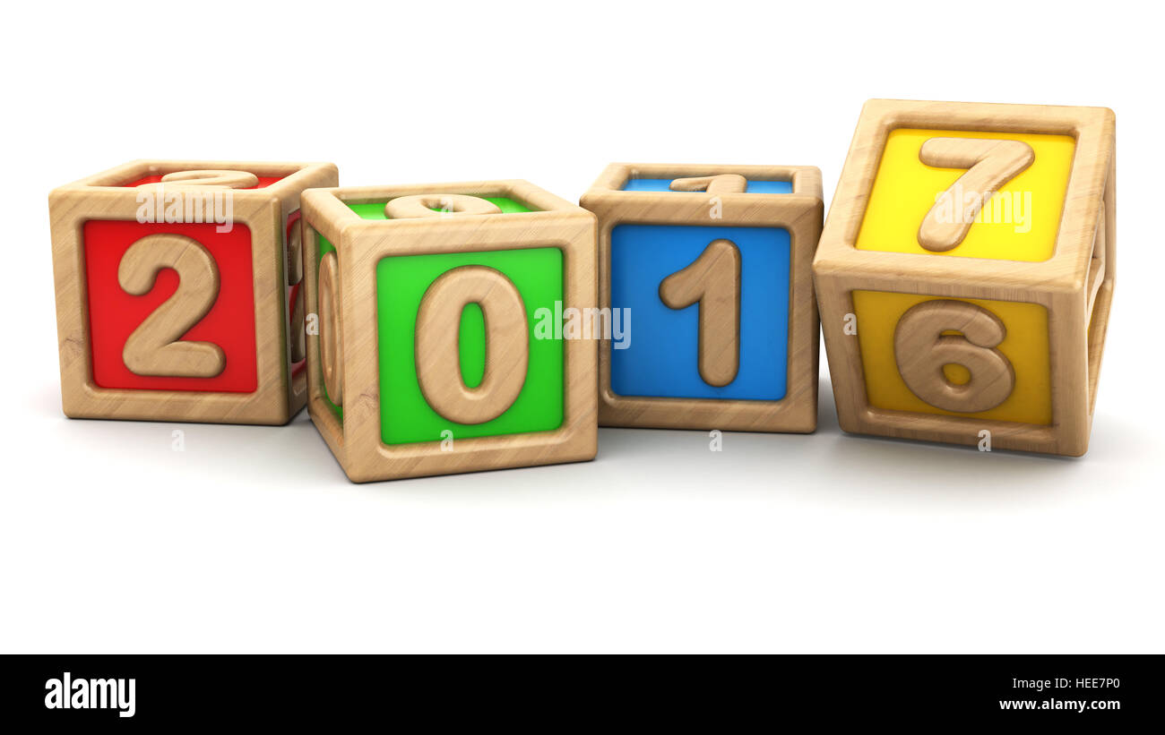 abstrakt 3d Illustration des Jahres 2016 2017 Konzept ändern Stockfoto