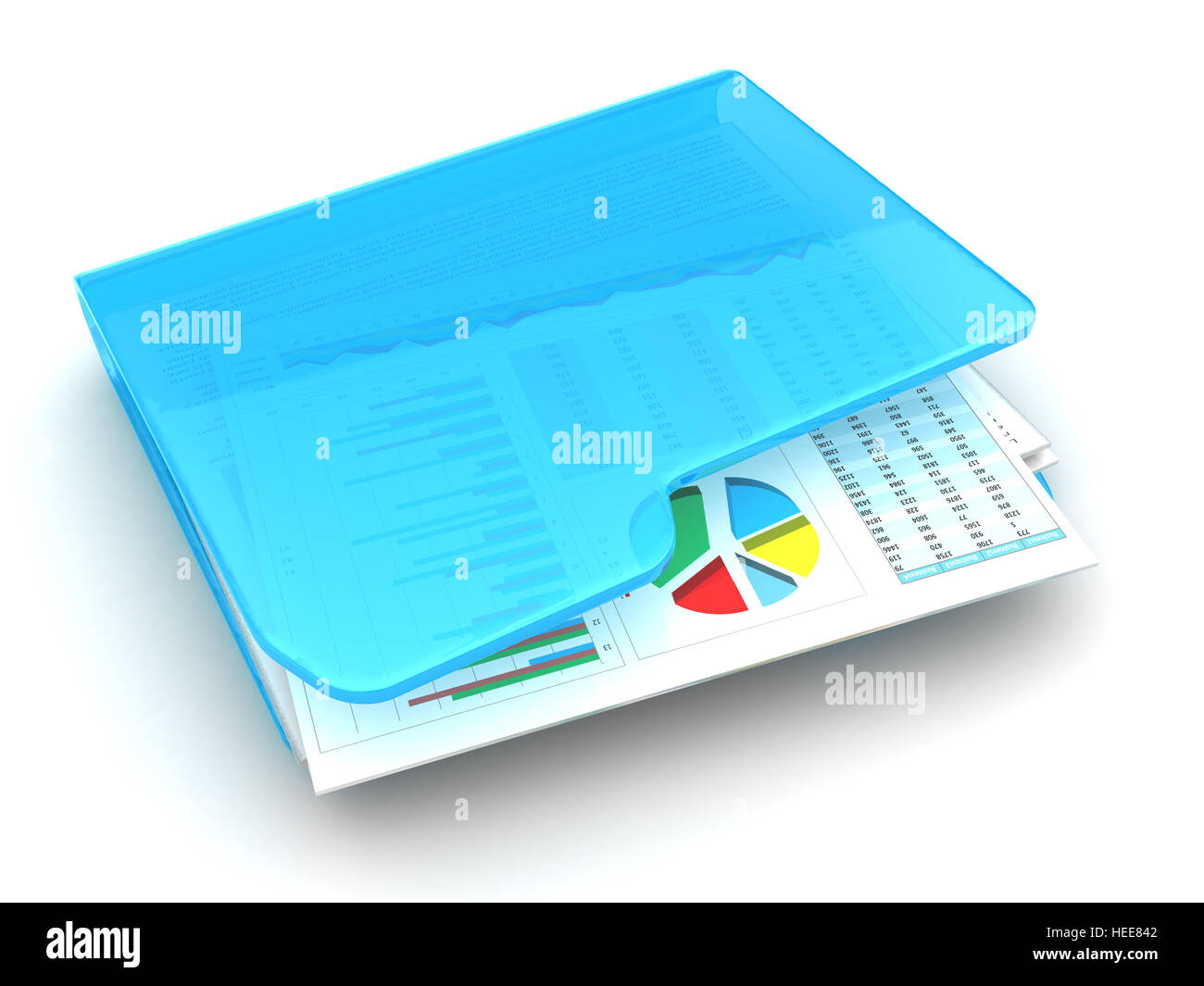 3D Abbildung des Ordners "Business Papiere", auf weißem Hintergrund Stockfoto