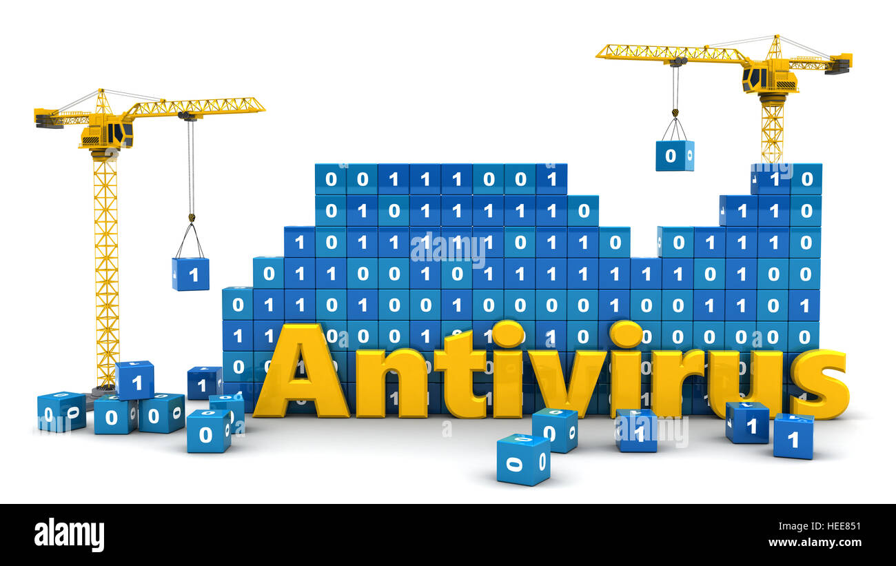 3D Darstellung der Binärcode Wand, Antivirus-Konzept Stockfoto