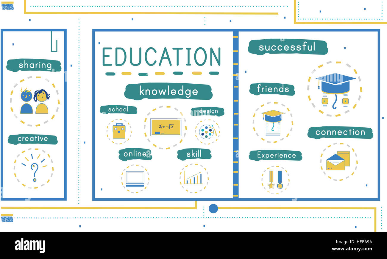 Bildung wissen Studienkonzept Icons Stockfoto