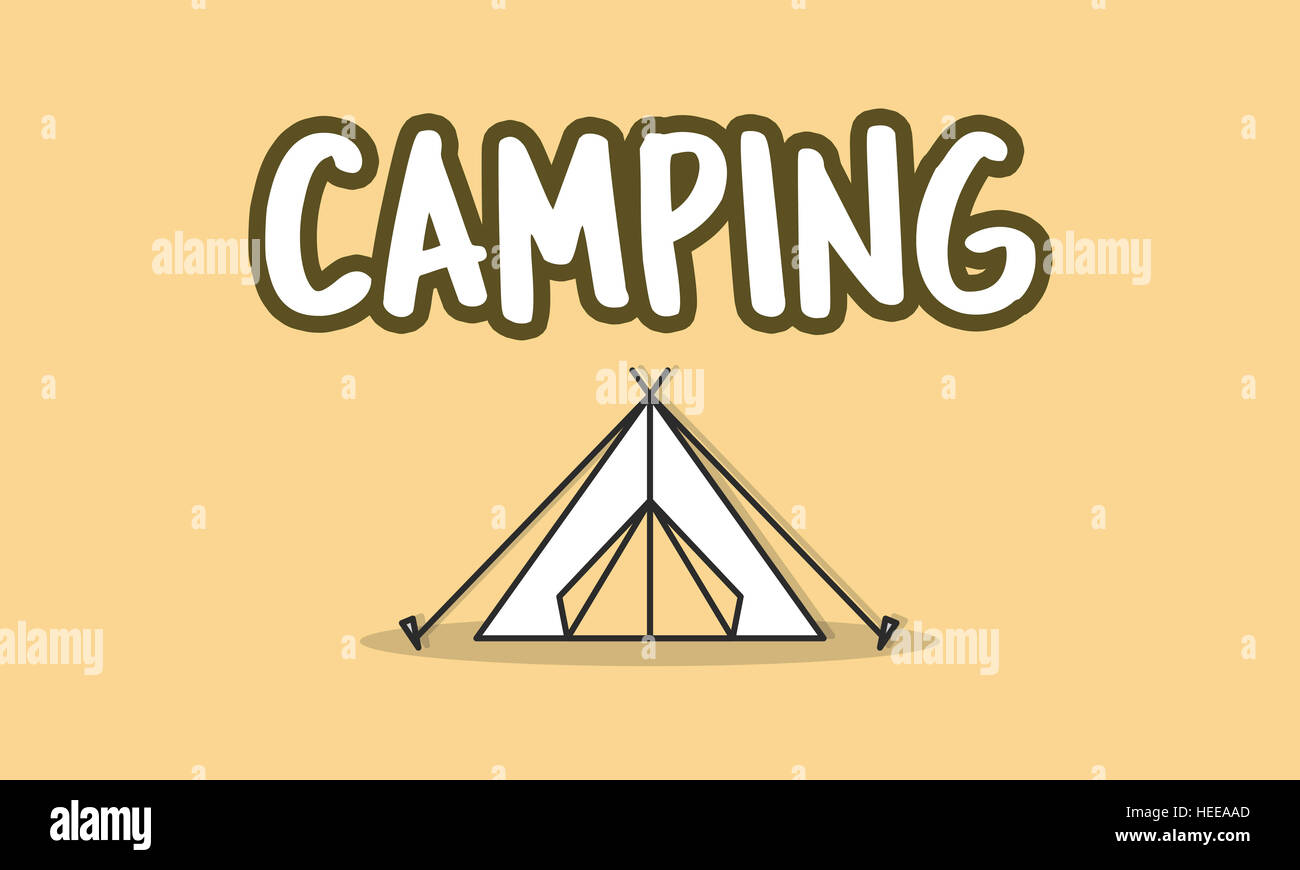 Outdoor Camping Zelt Grafikkonzept Stockfoto
