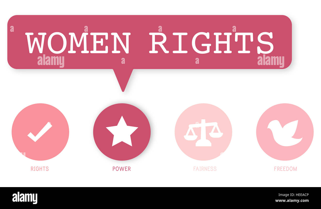Frauen Gleichberechtigung Möglichkeiten Fairness Feminismus Rechtekonzept Stockfoto