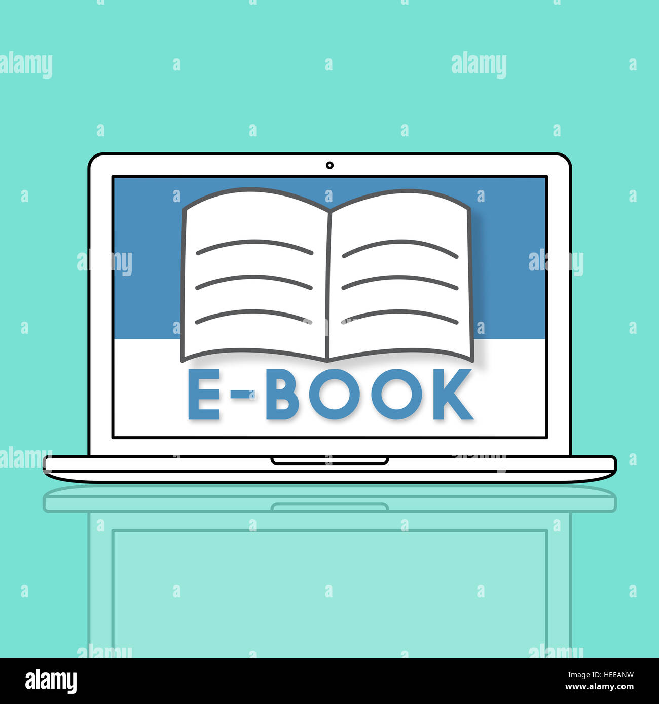 Geöffneten Seiten Buch E-Book Online lernen Grafikkonzept Stockfoto