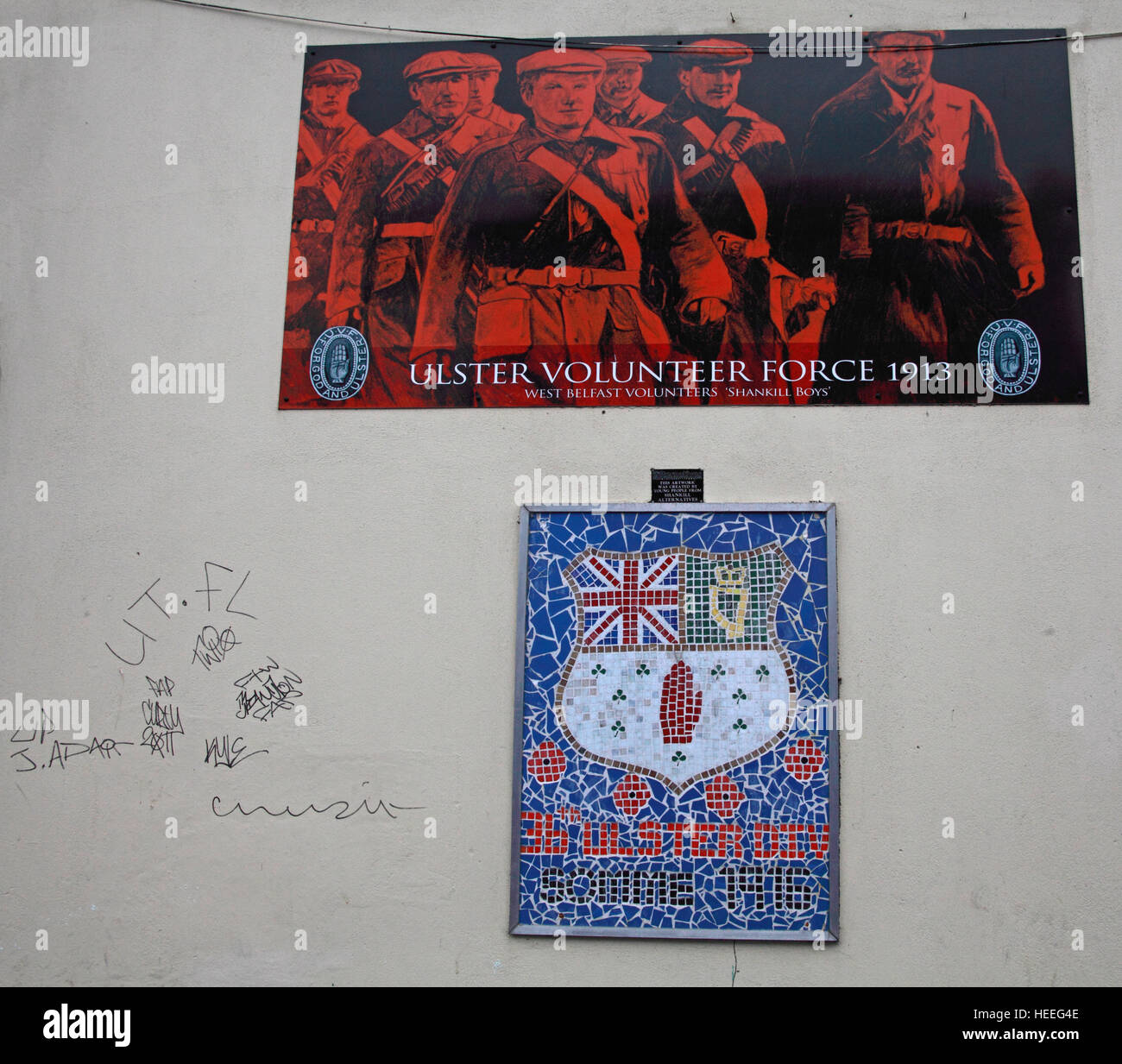 Belfast Unionist, Loyalist Wandbilder, UVF Ulster Volunteer Force, 1913 Stockfoto