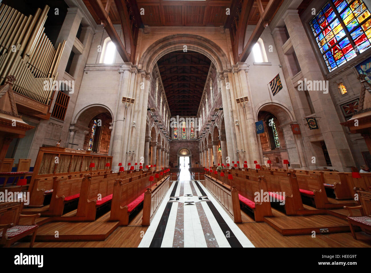 St Annes Belfast Cathedral Interior, vom Altar, Irland Stockfoto