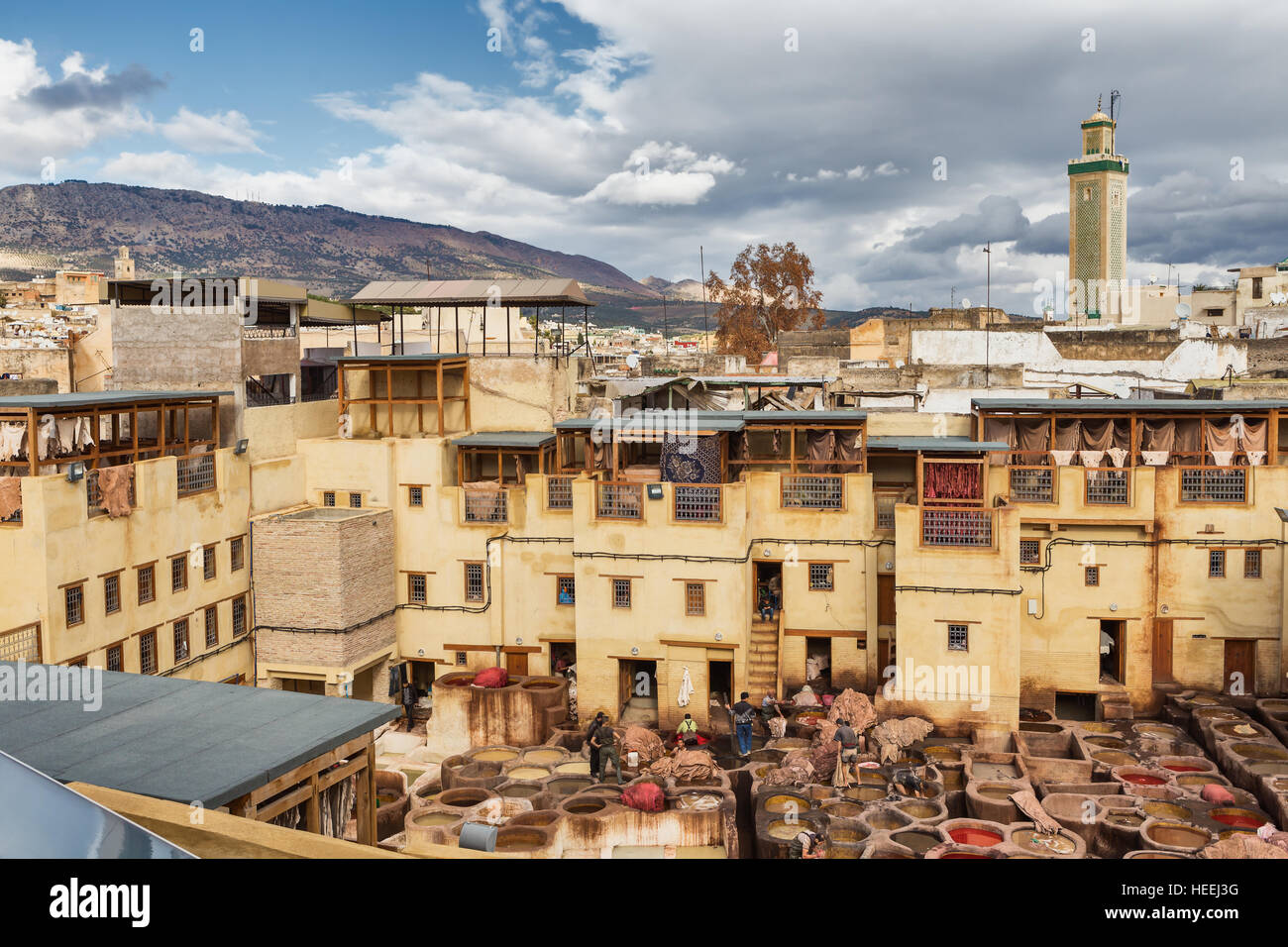 Gerbereien, Fes, Marokko Stockfoto