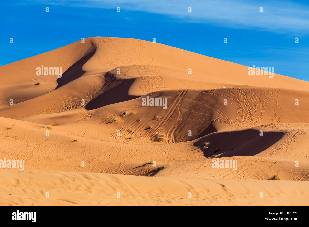 Sanddünen, Erg Chebbi Wüste Sahara, Merzouga, Marokko Stockfoto