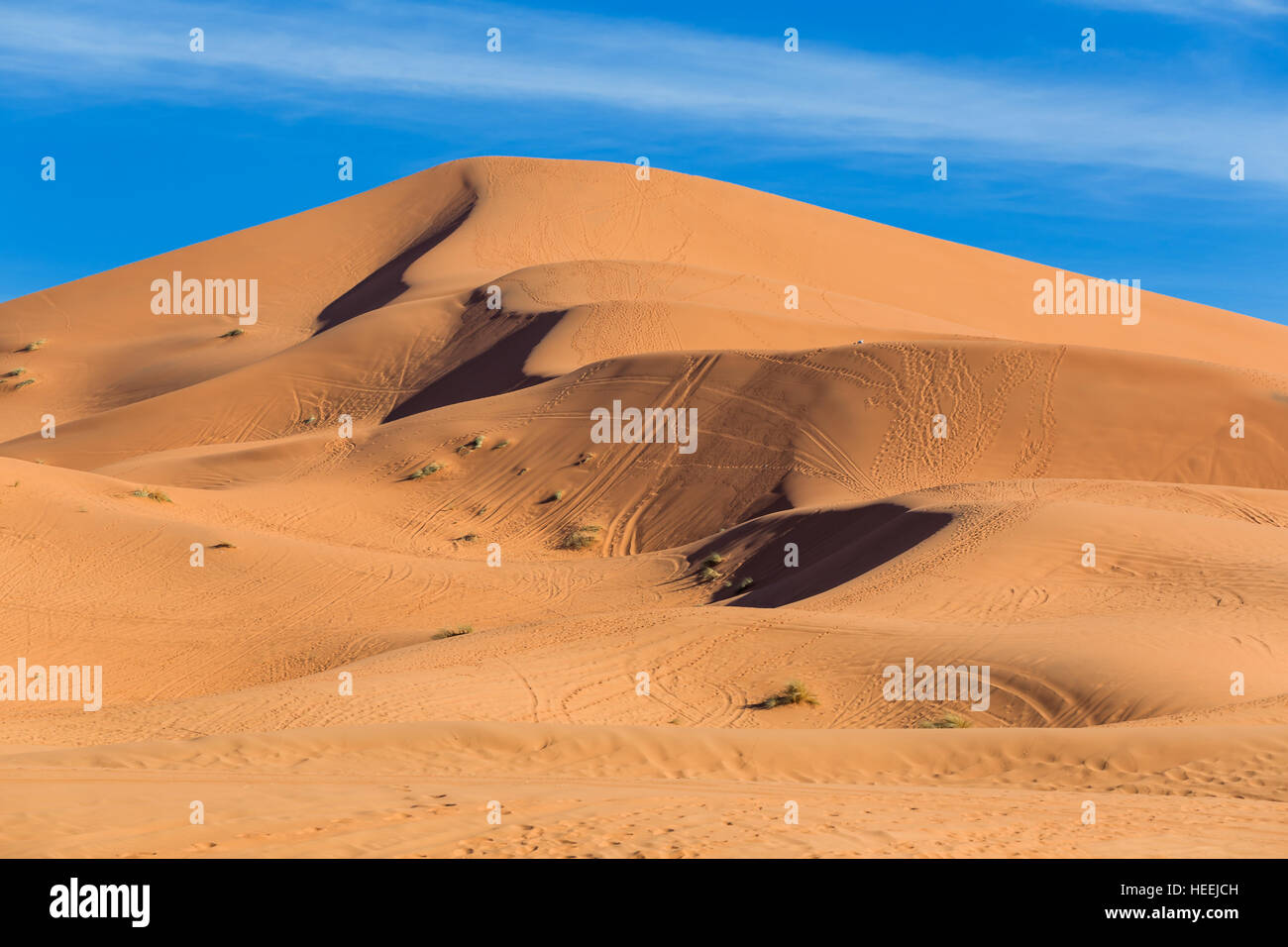 Sanddünen, Erg Chebbi Wüste Sahara, Merzouga, Marokko Stockfoto