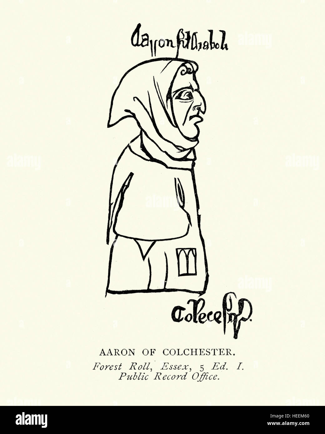 Aaron von Colchester. Jüdischen Mann lebte in Essex im späten 13. bis frühen 14. Jahrhundert Stockfoto