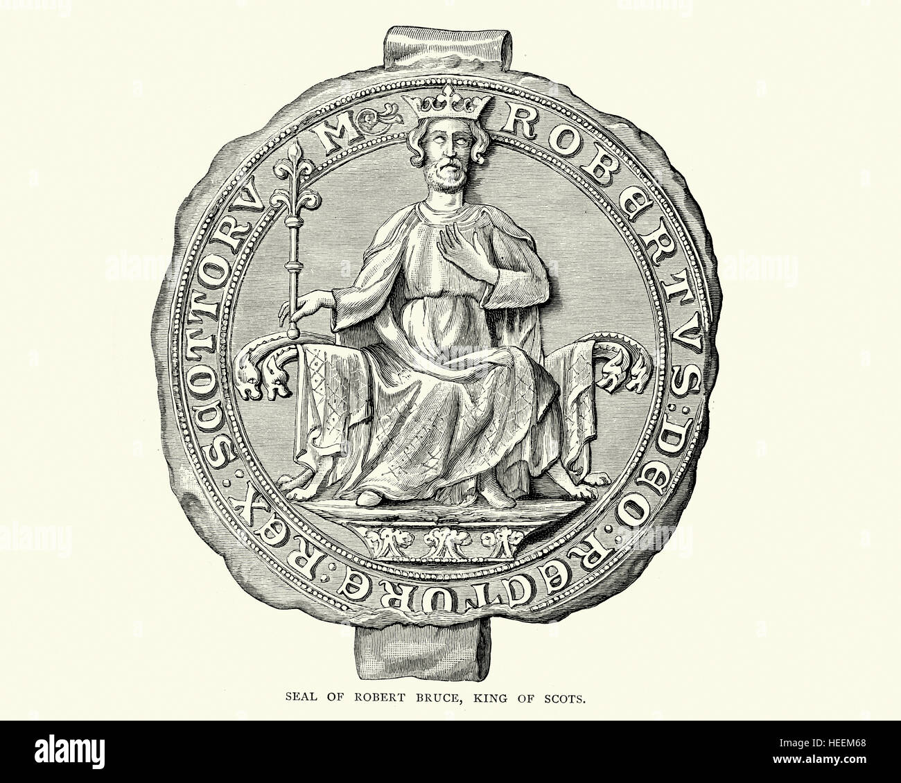 Siegel des Königs Robert Bruce von Schottland Stockfoto