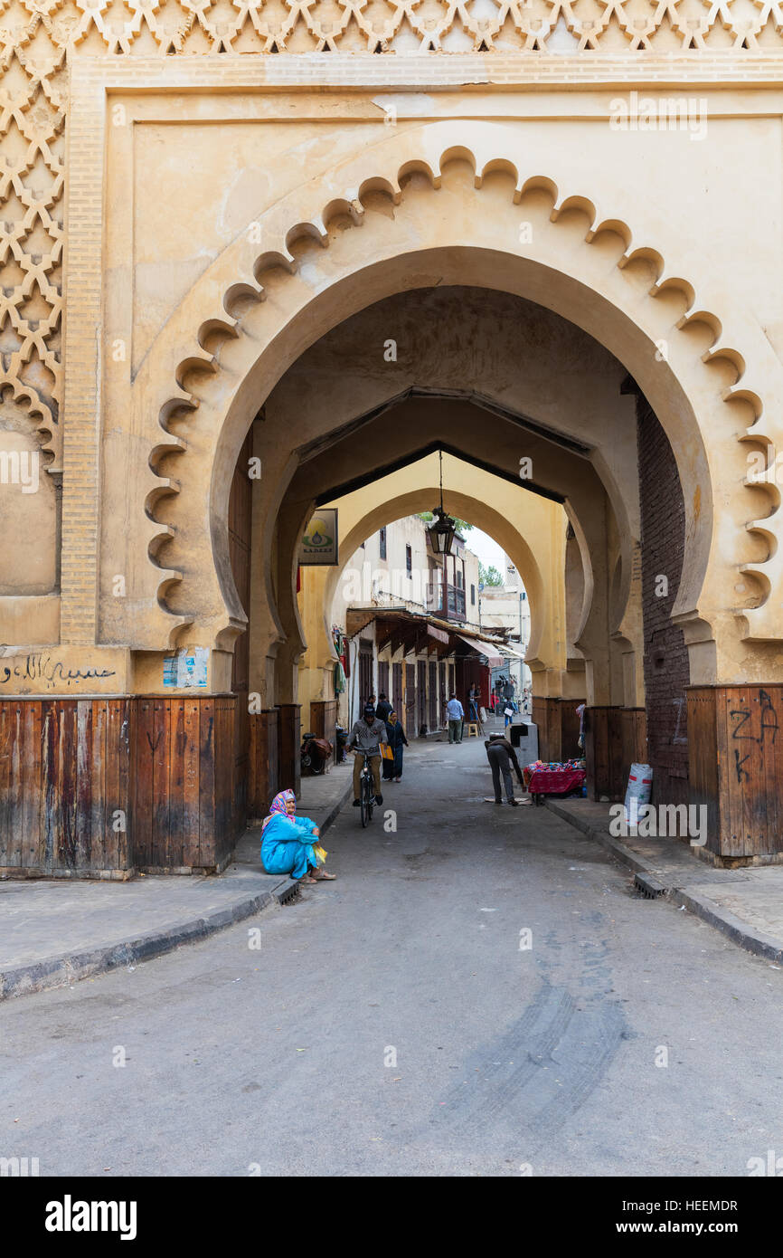 Bab als Semmarine Tor, Fes, Marokko Stockfoto