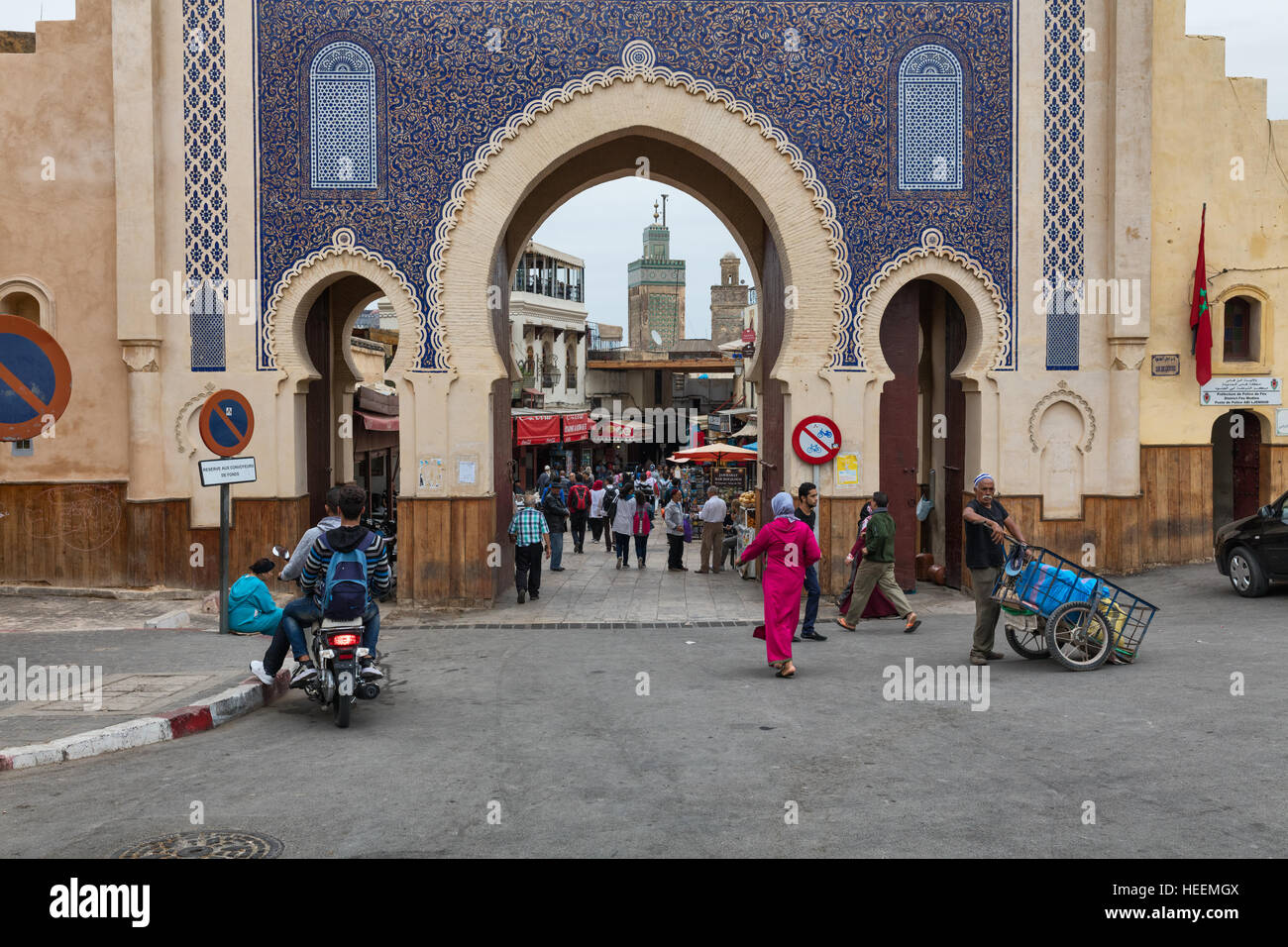 Bab Bou Jeloud Tor, Fes, Marokko Stockfoto