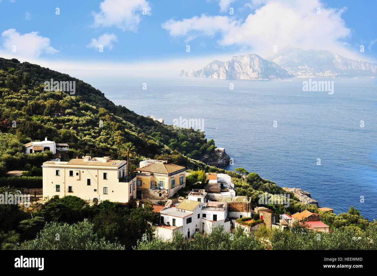Bunte Häuser am Meer Klippe in Positano, Amalfi-Küste Stockfoto