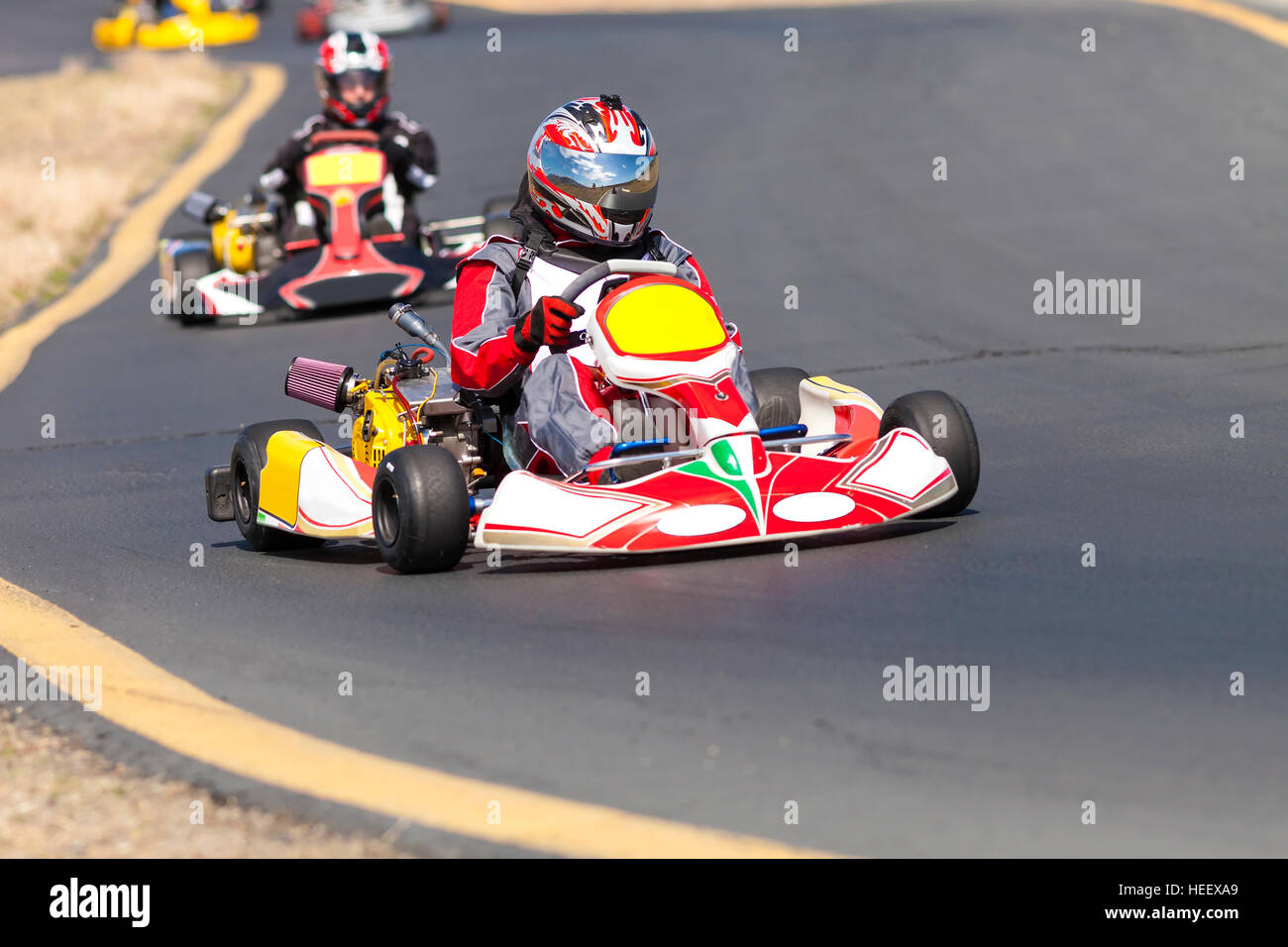 Gehen Sie Kart Racer fahren. Stockfoto