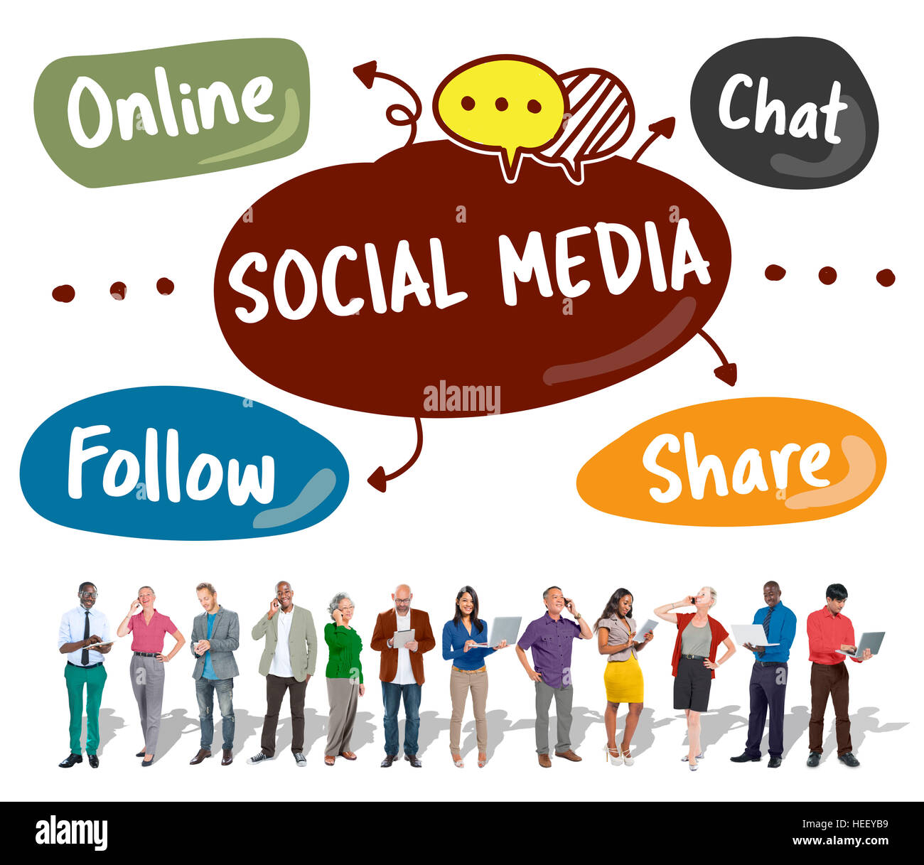 Social Media Online-Chat Anteil Konzept Stockfoto
