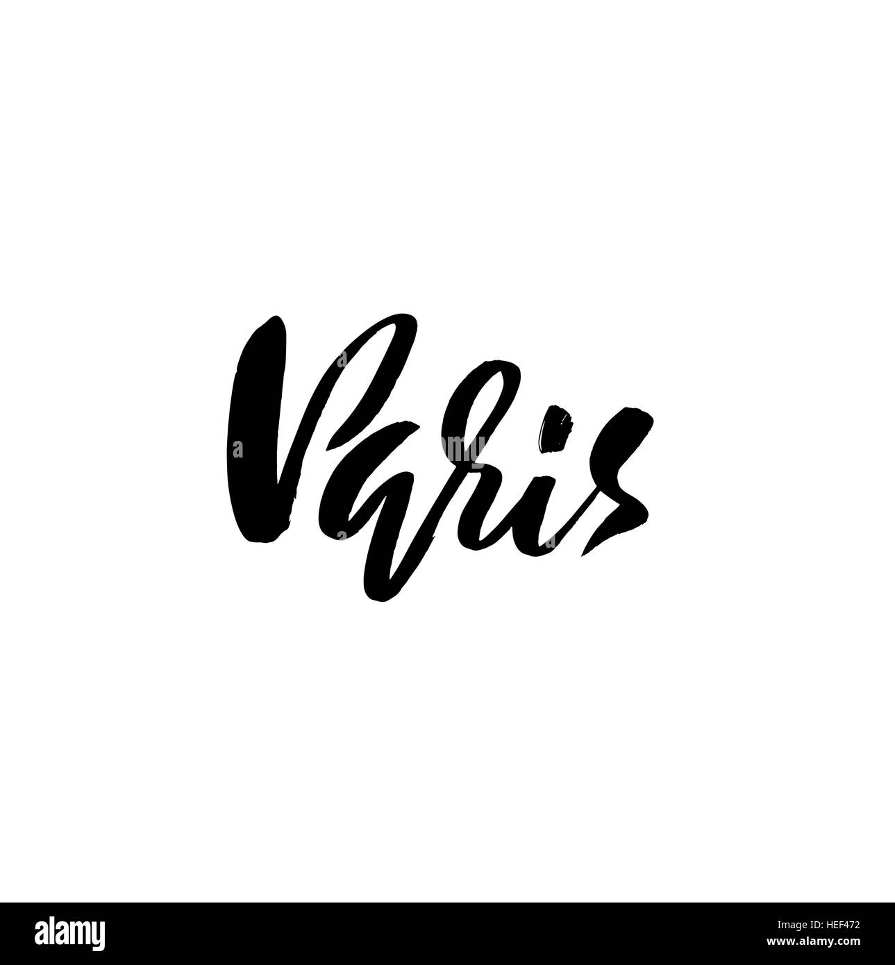 Handgeschriebene Schrift Plakat für Ihr Design. Kreative Typografie. Die Hand gezeichnete Grußkarte mit Text Paris. Vektor-Illustration. Stock Vektor