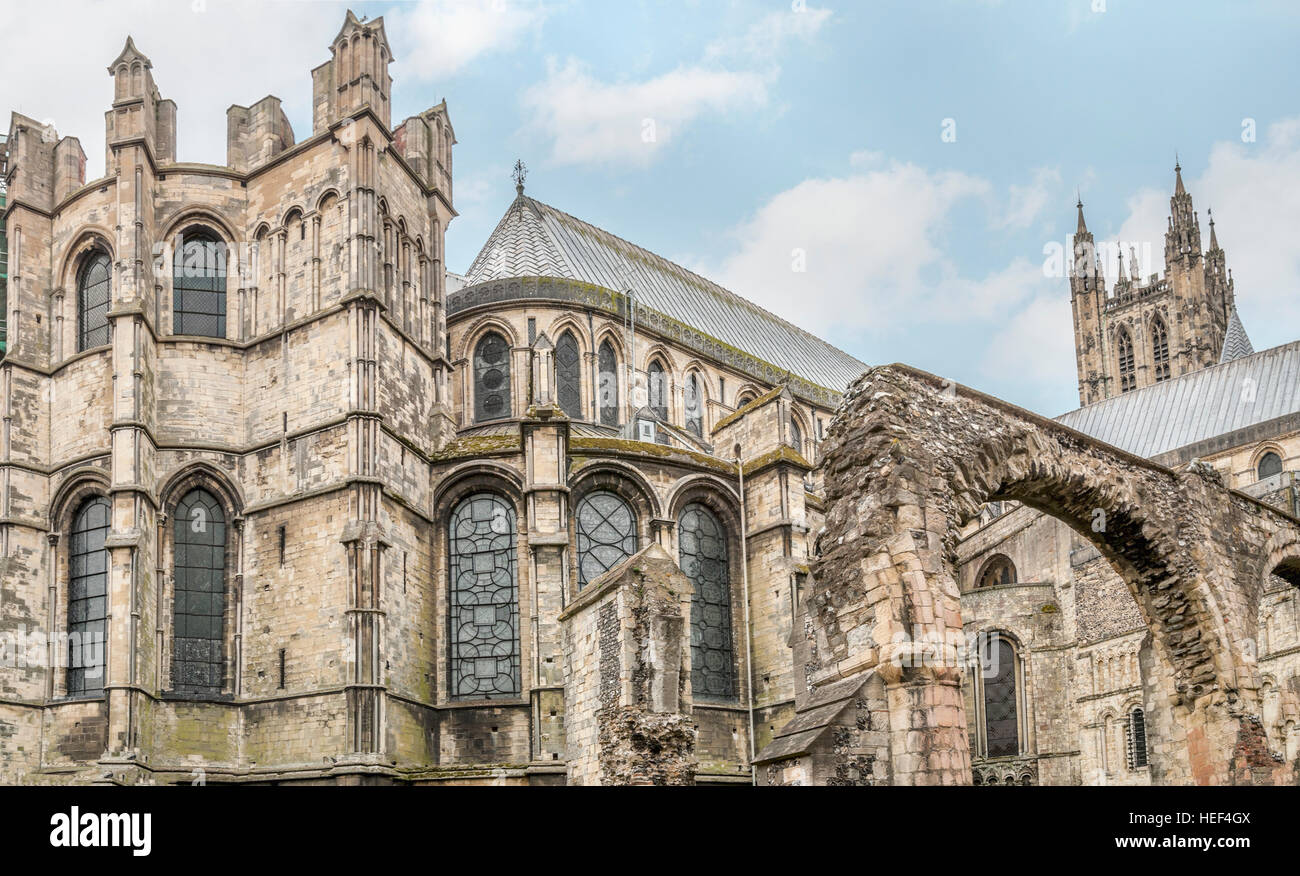 Außenansicht der Kathedrale von Canterbury, Kent, England Stockfoto