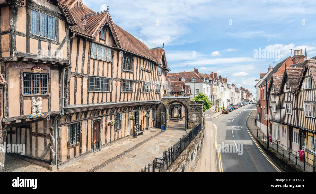 Lord Leycester Hospital in Warwick eine mittelalterliche Stadt der Grafschaft Warwickshire, England. Stockfoto