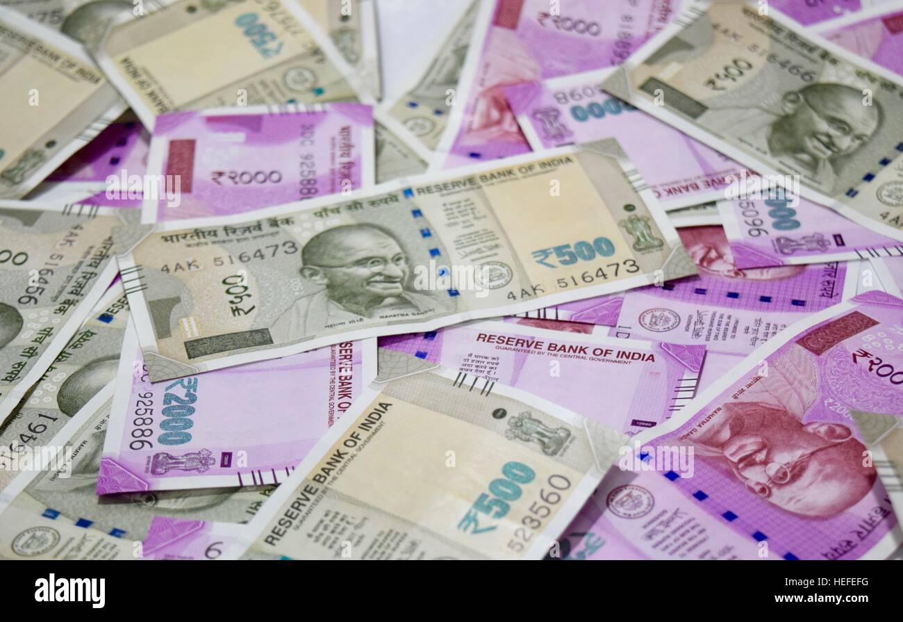 Neue Indian Papierwährung Stockfoto