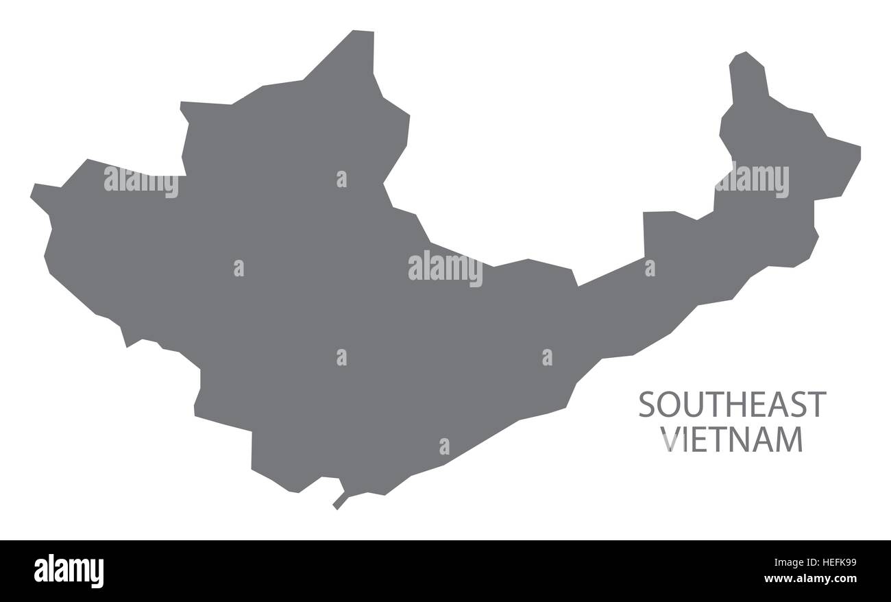 Südöstlichen Vietnam Karte in grau Stock Vektor