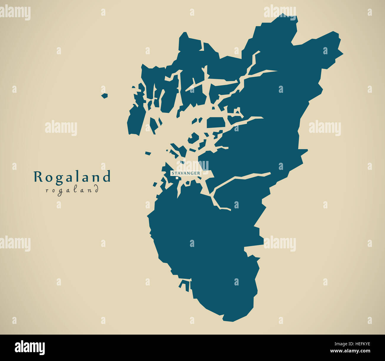 Moderne Karte - Rogaland Norwegen NO Abbildung Stockfoto