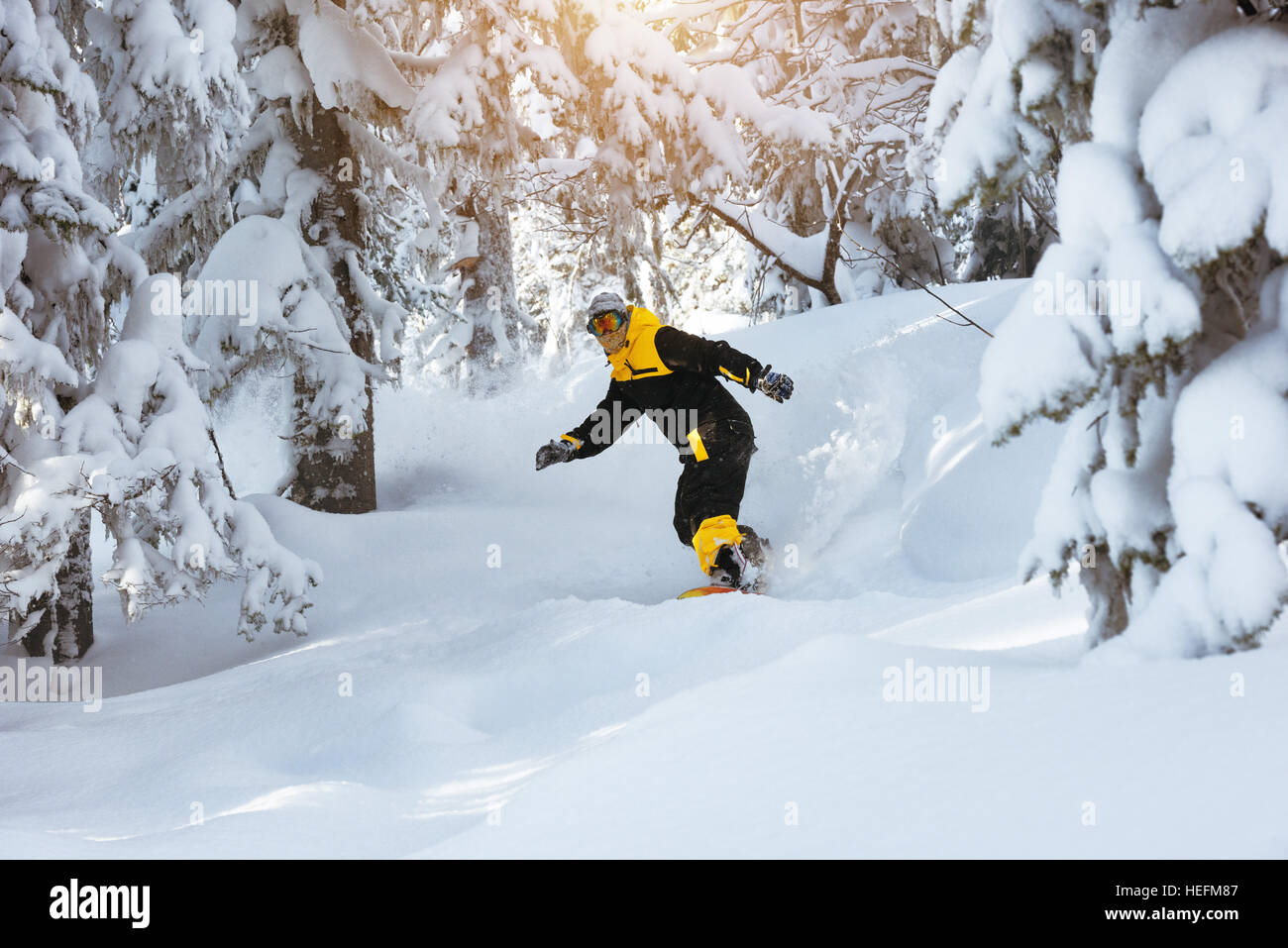Abseits der Piste fahren Snowboard Ski snowboarder Stockfoto