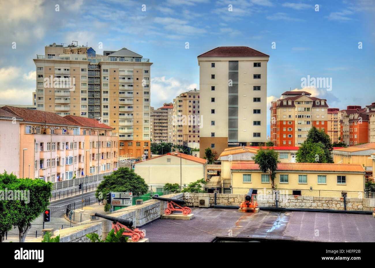 Blick über die Orange Bastion in Gibraltar Stockfoto