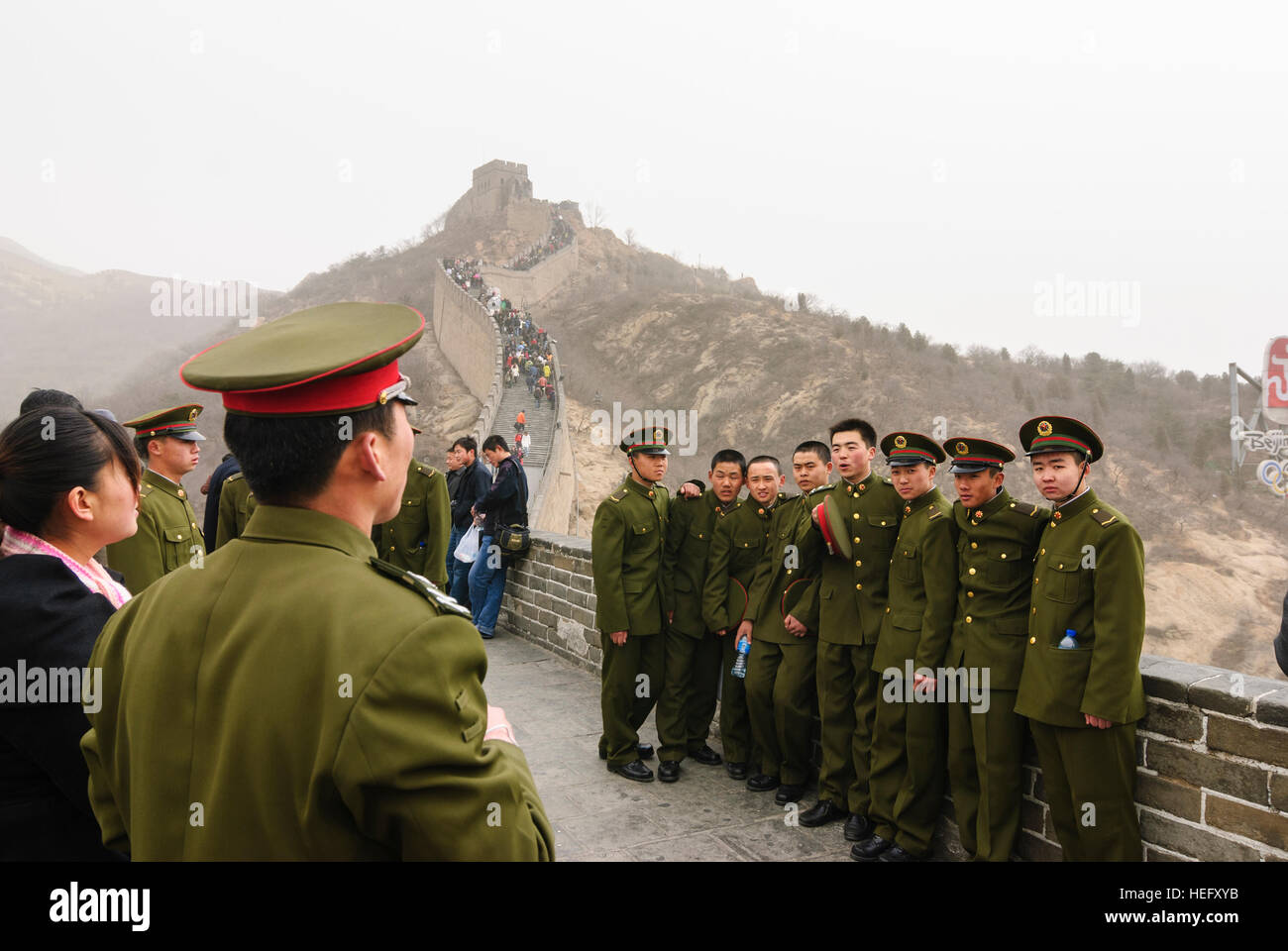 Badaling: Große chinesische Mauer, Soldaten, Peking, China Stockfoto