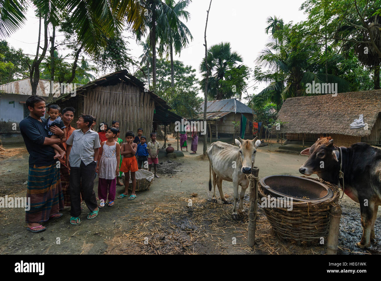 Hariargup: Wohngebäude in Dorf, Menschen, Division Khulna, Bangladesh Stockfoto
