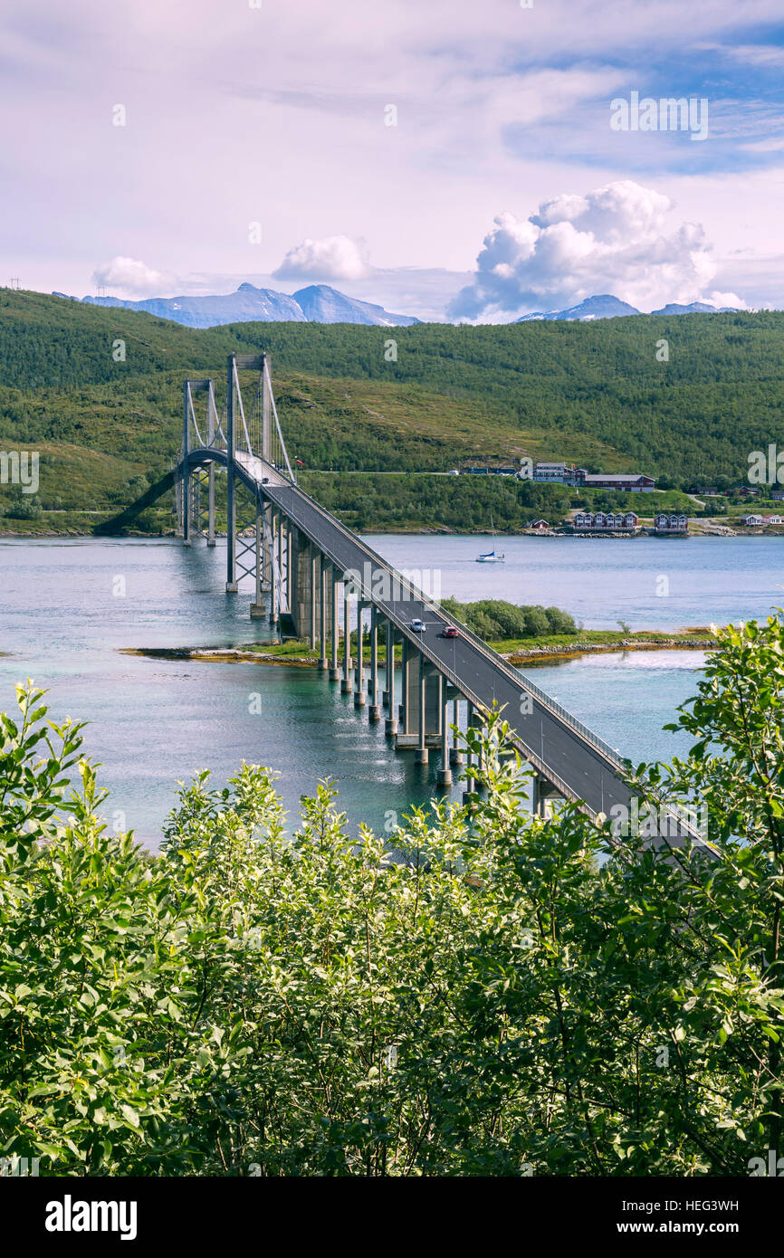 Rombaksbrua Brücke in der Nähe von Narvik, Lofoten, Norwegen, Europa Stockfoto