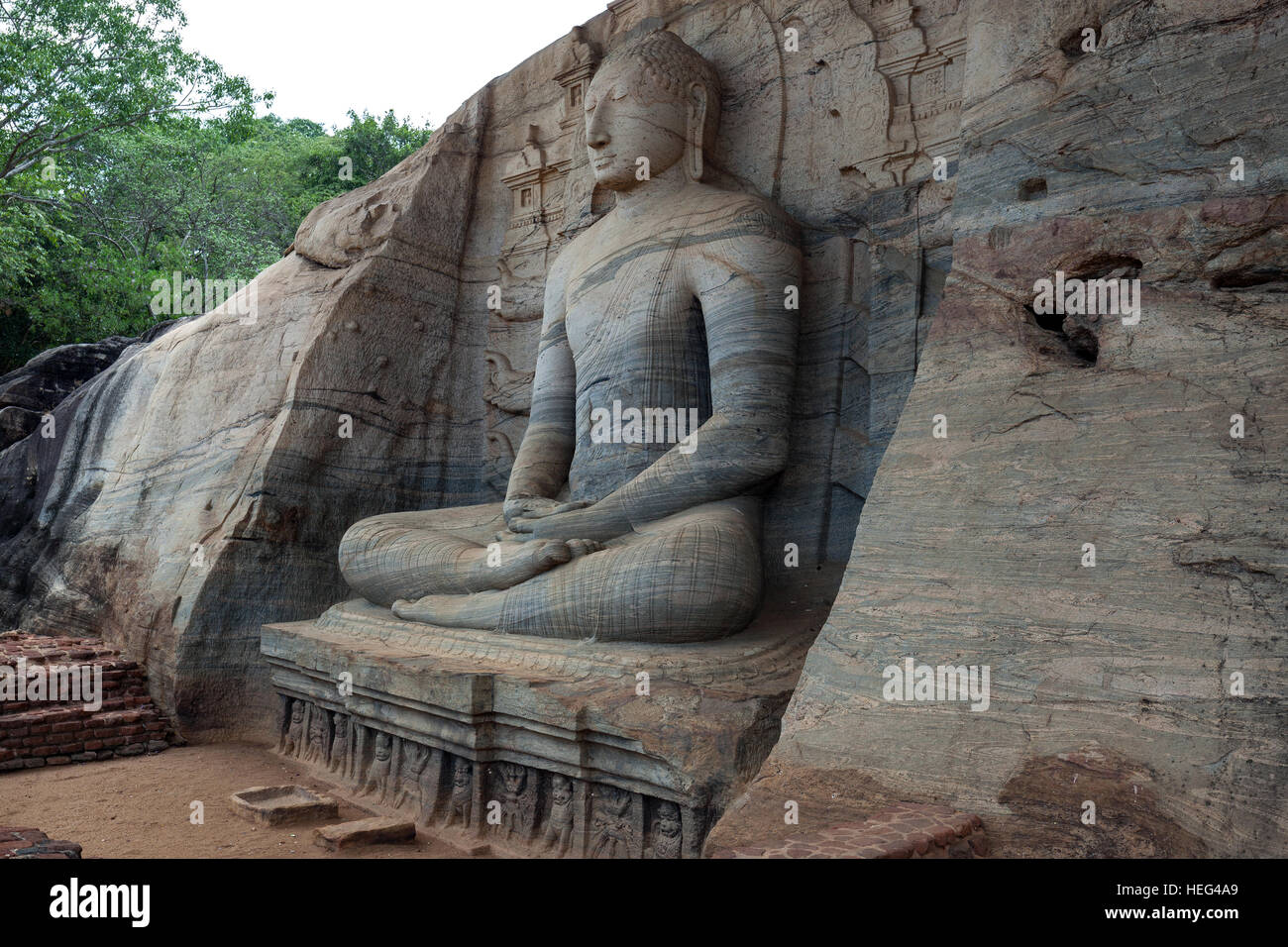 Sitzender Buddha, Gal Vihara, heilige Stadt, Polonnaruwa, North Central Province, Sri Lanka Stockfoto