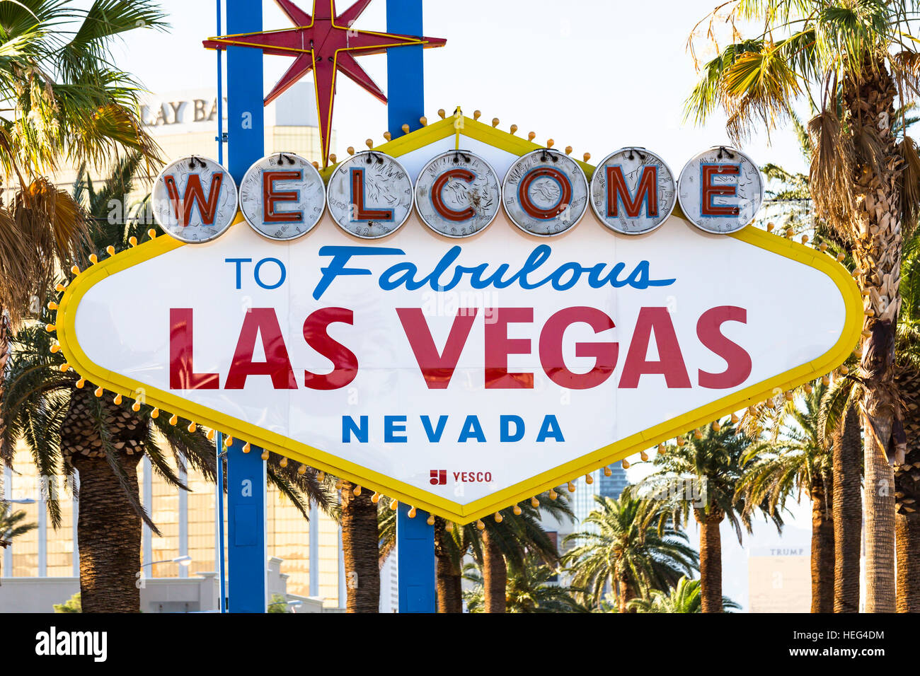 Vorderseite von Welcome to Fabulous Las Vegas Sign, Las Vegas Strip, Las Vegas, Nevada, USA, Nordamerika Stockfoto