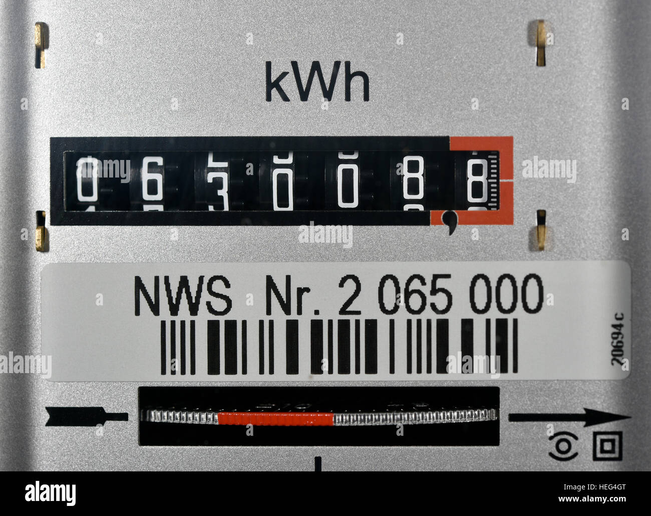 Symbolisches Bild, Energiekosten, Stromzähler Stockfoto