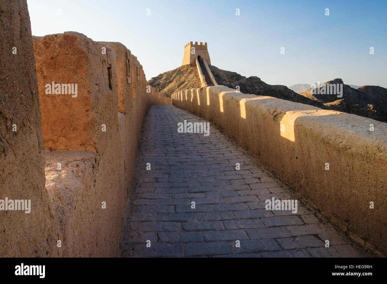 Westlichen beschränken der großen Mauer bei Jiayuguan, Gansu-Provinz, China, Asien Stockfoto