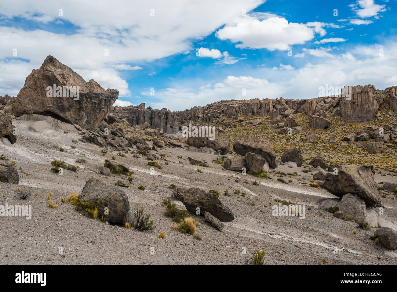 Imata Steinwald in den peruanischen Anden in Arequipa Peru Stockfoto