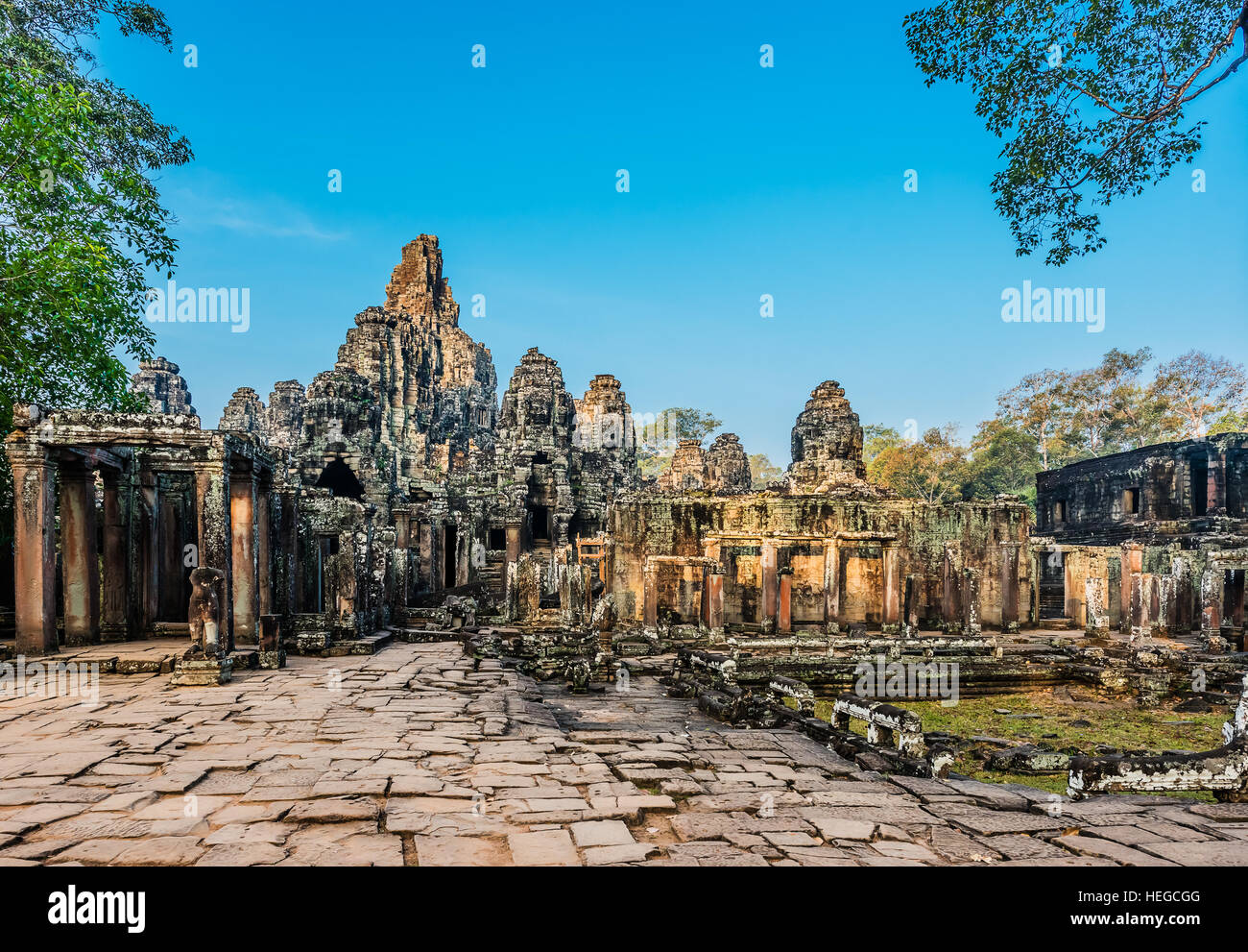 Prasat Bayon Tempel Angkor Thom Cambodia Stockfoto