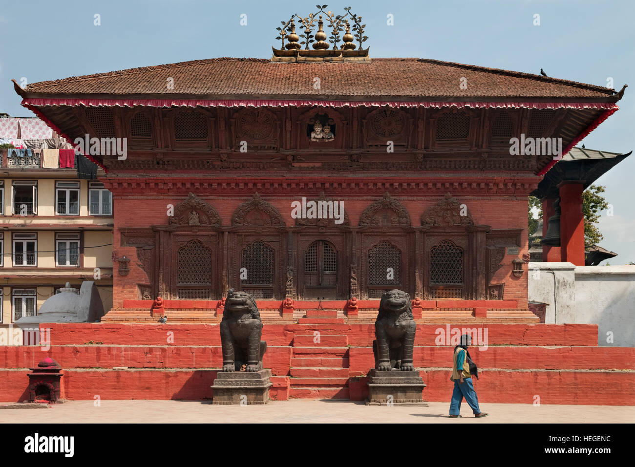 Der Haus-Tempel in Kathmandu, Nepal (vor dem Erdbeben 2015) Stockfoto