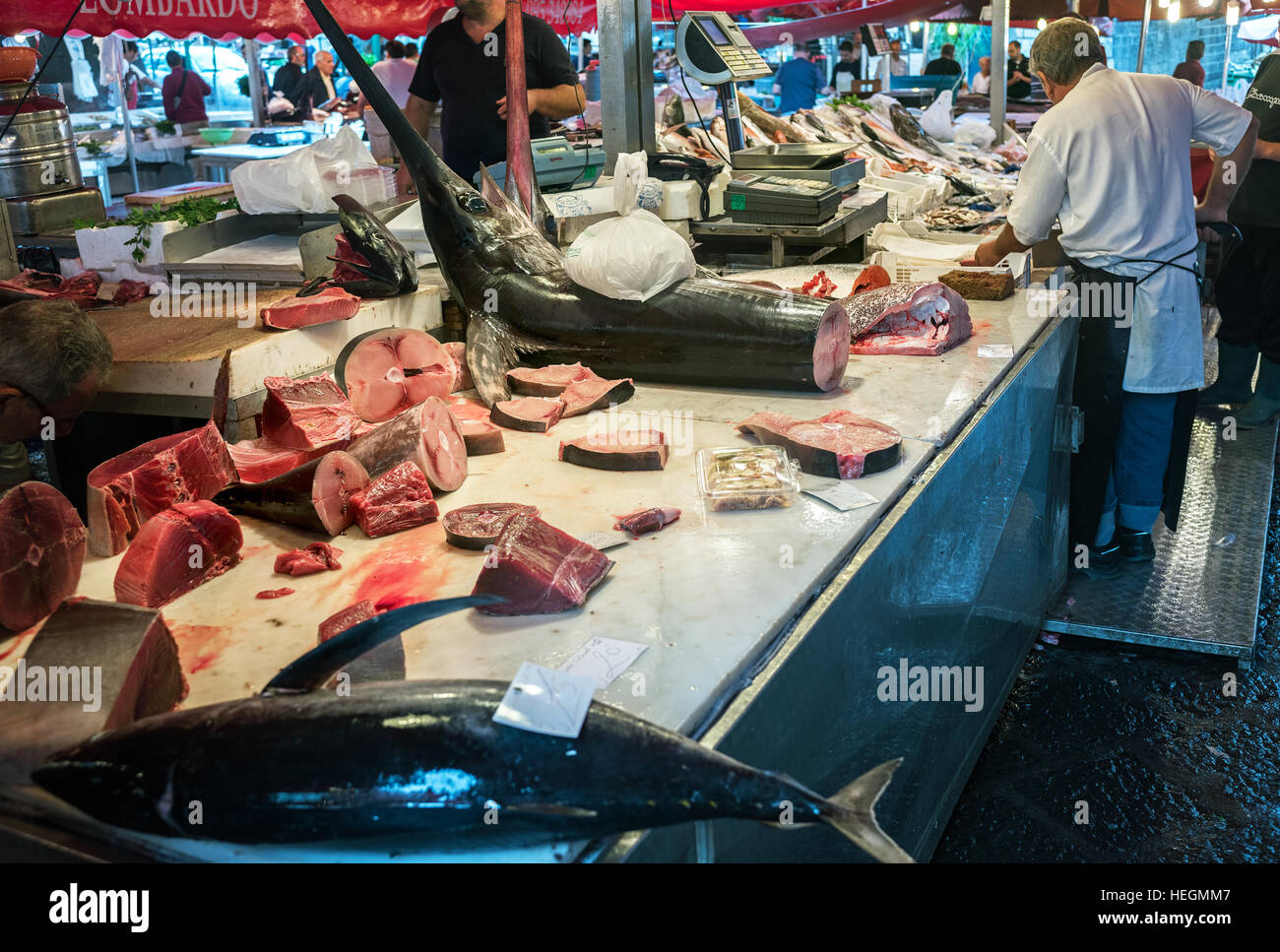 Fischmarkt in Catania, Sizilien, Italien Stockfoto