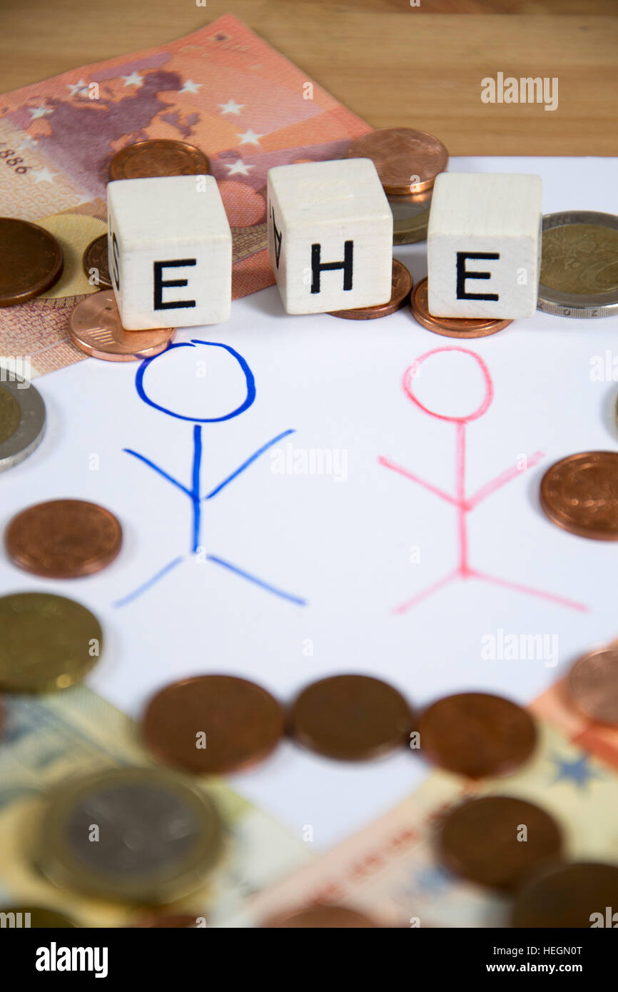 Strichmännchen mit Geld Stockfoto
