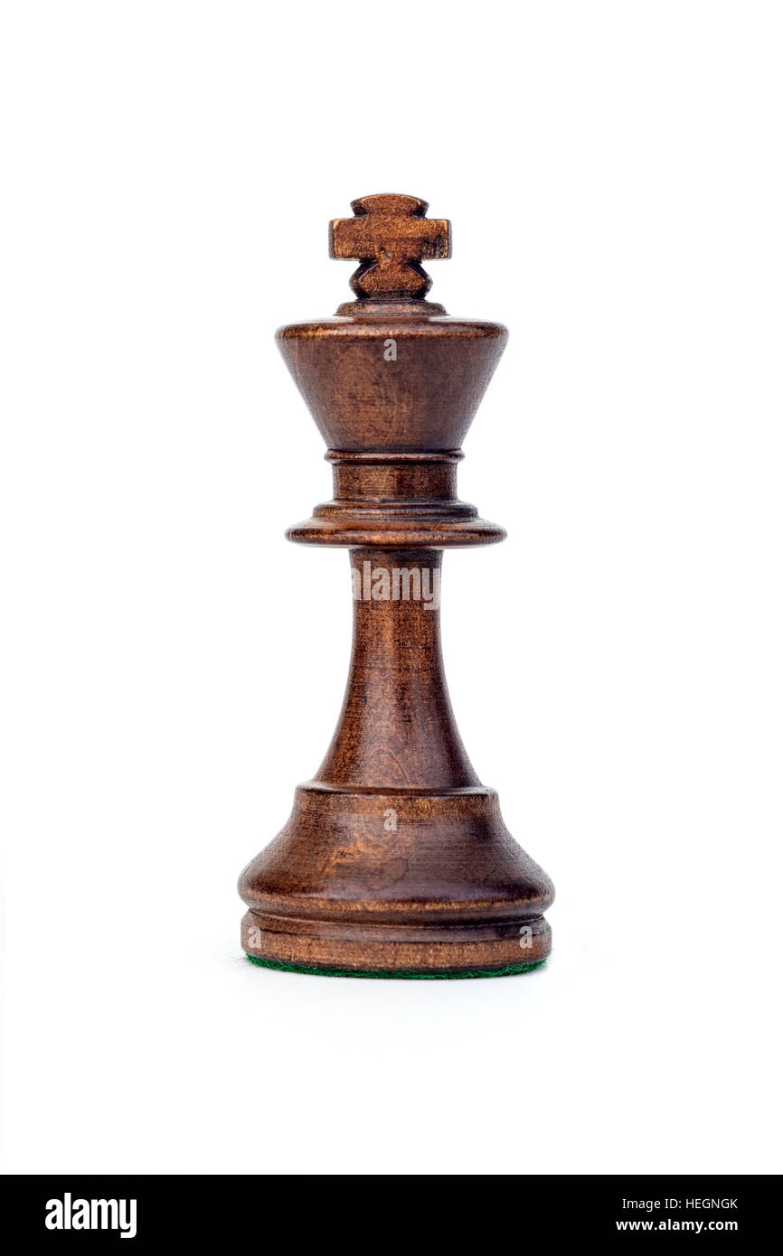 Buchsbaum schwarzen König Schachfigur isoliert Stockfoto