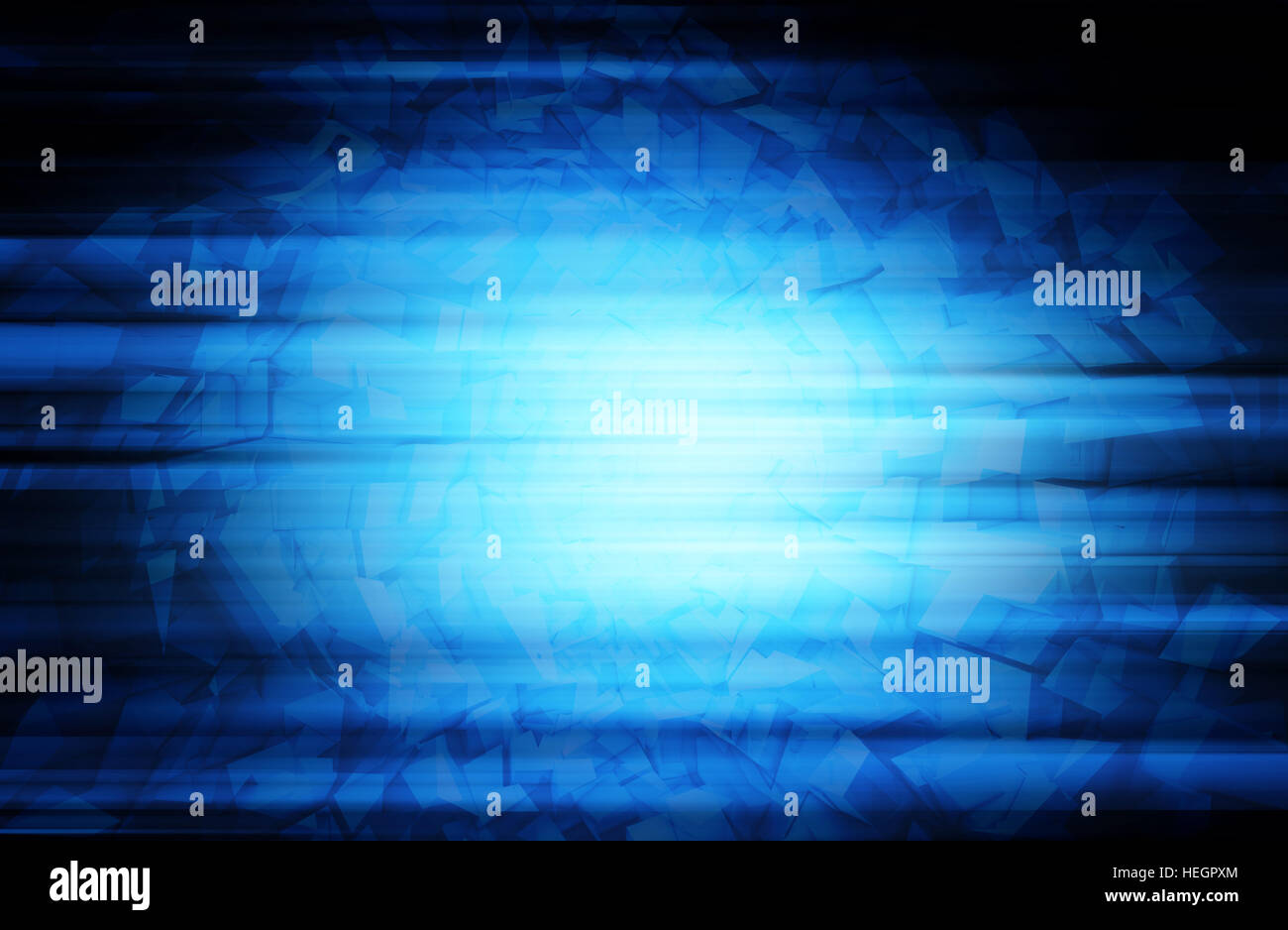 Abstrakte digitale Hintergrund, Hightech-cg-Konzept mit chaotischen polygonalen Strukturen und Blaulicht, 3d illustration Stockfoto