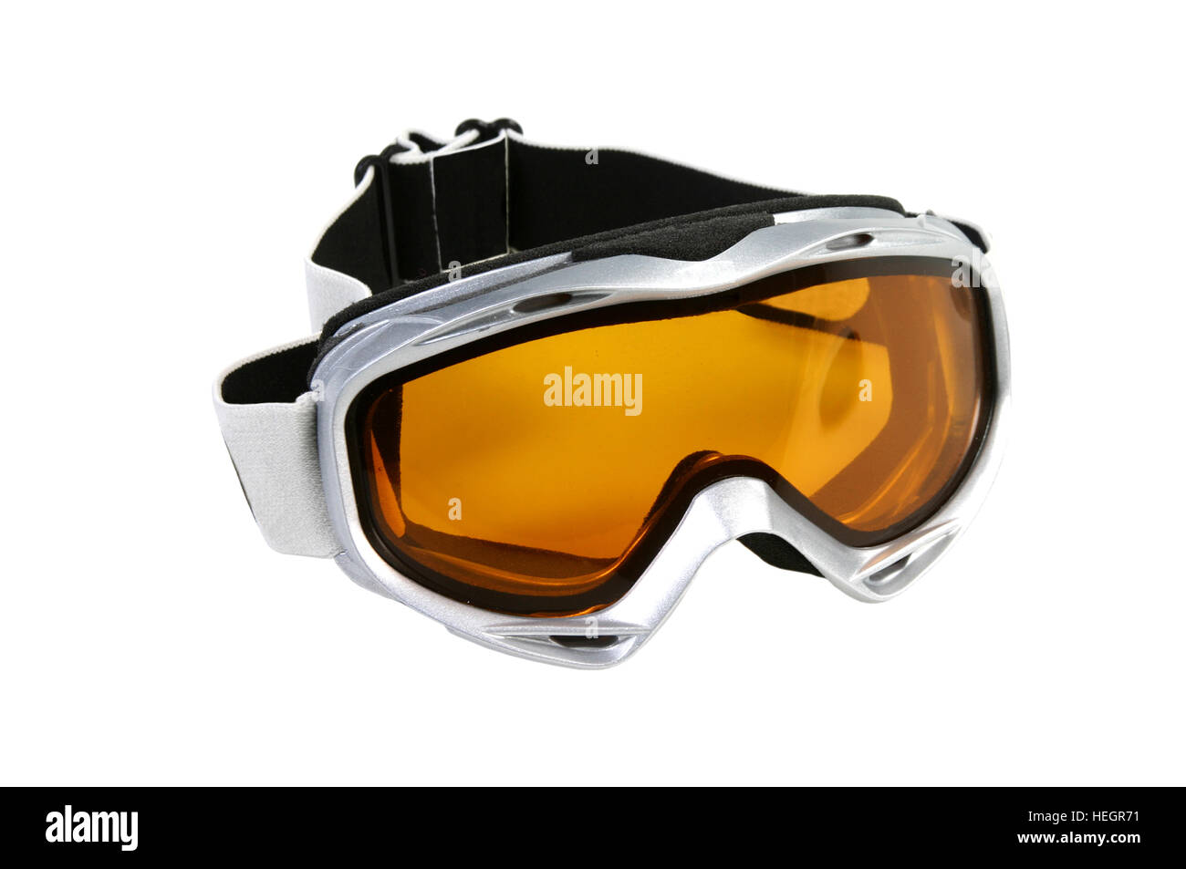 Schutzbrillen für Skifahrer, isoliert auf weißem Hintergrund Stockfoto