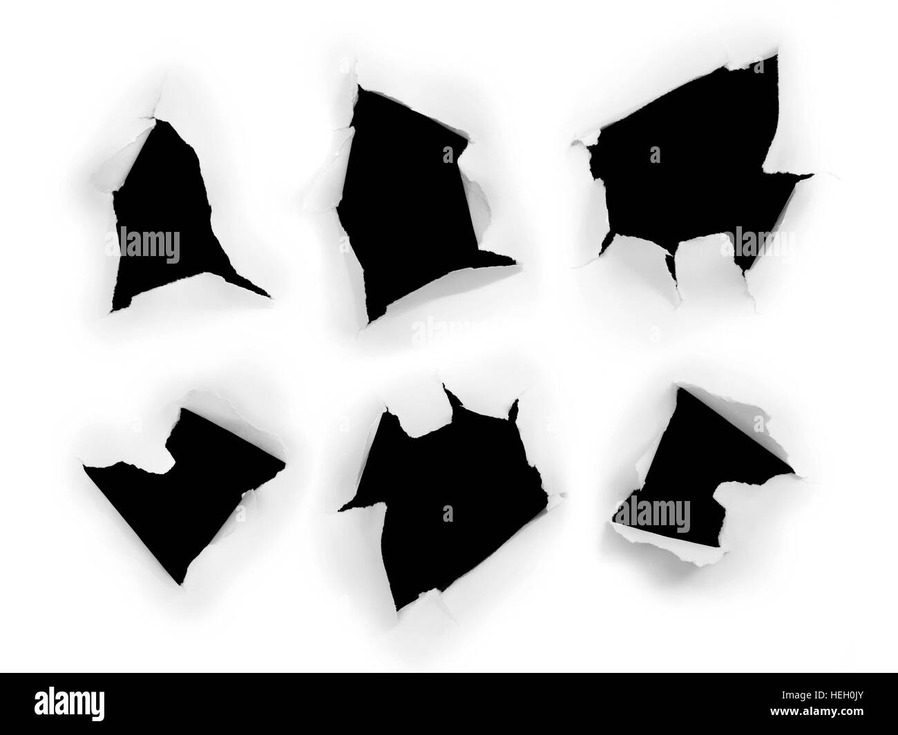 Schwarze Löcher im Weißbuch Plansatz Stockfoto