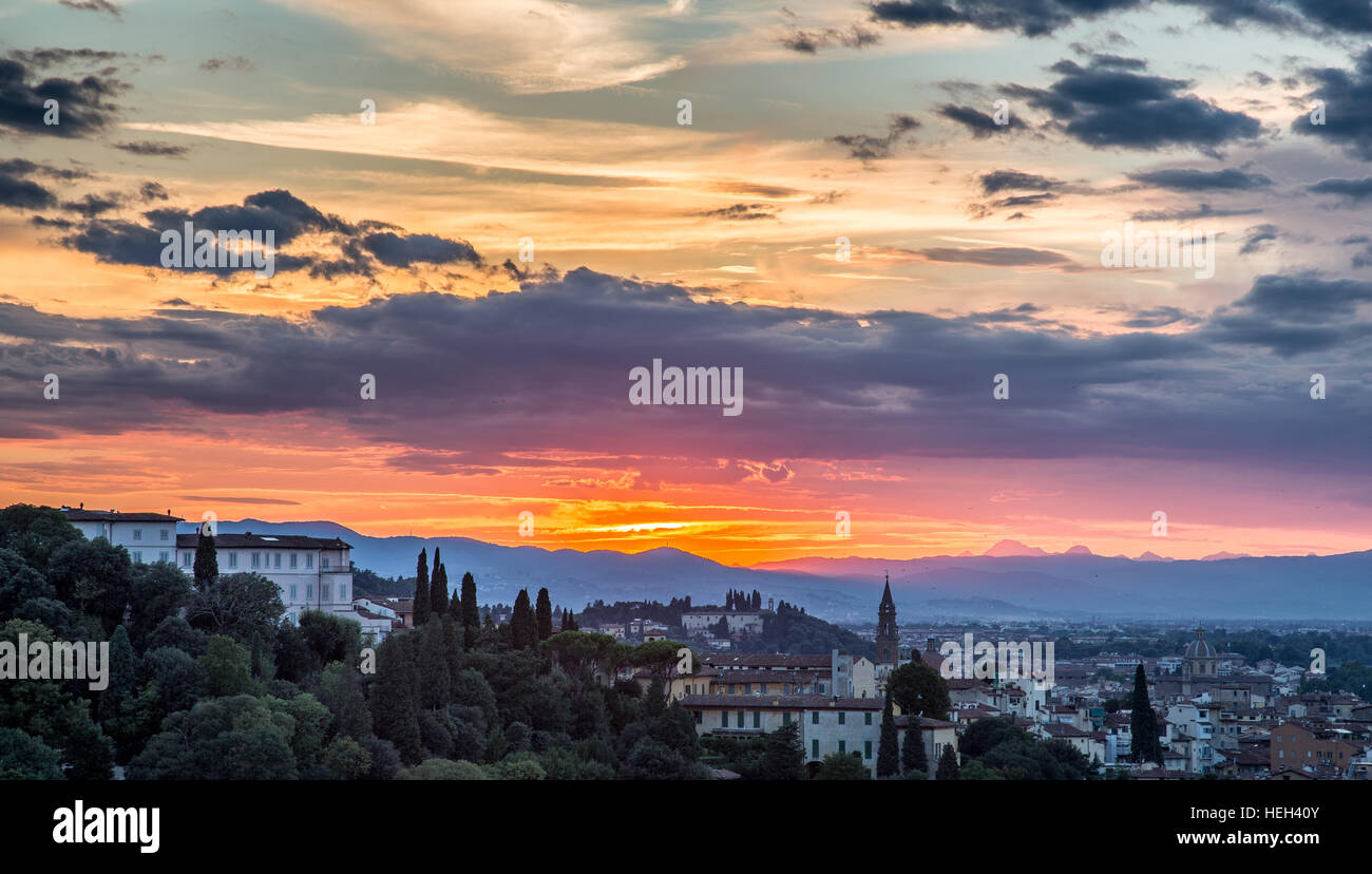 Sonnenuntergang in Florenz, Italien Stockfoto