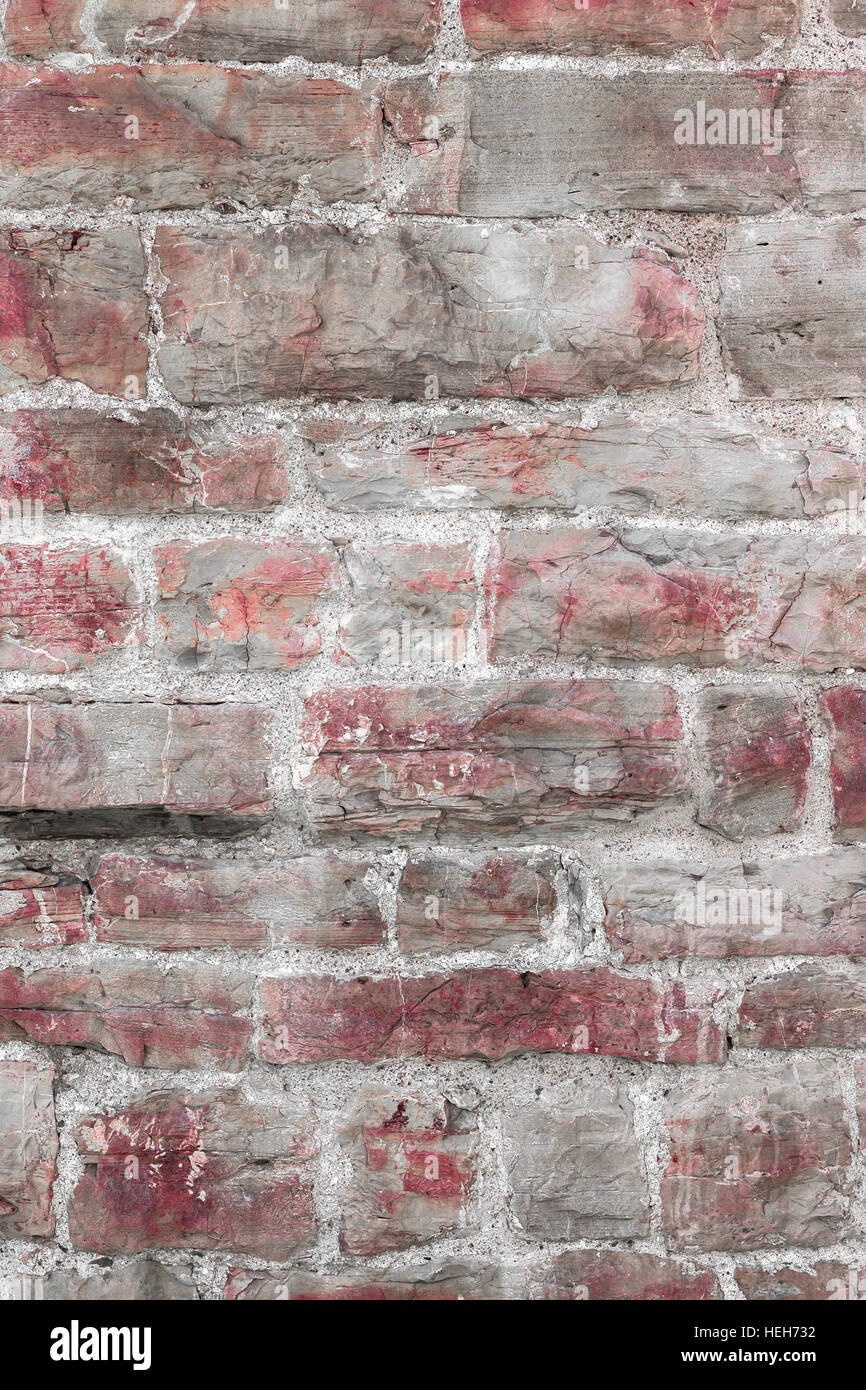 Roten Steinmauer Muster. Nahaufnahme des großen Beton Ziegel außerhalb. Stockfoto