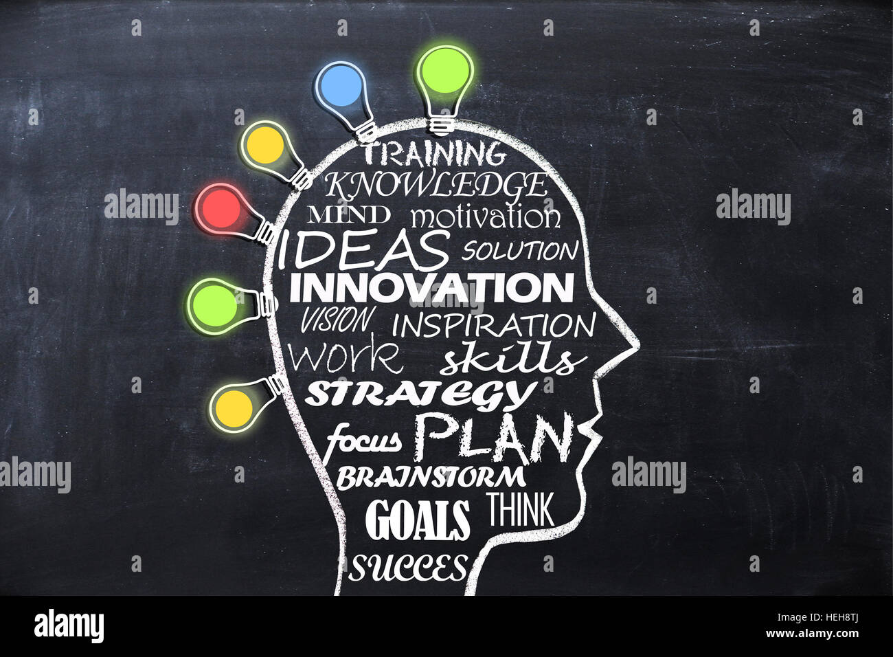 Kreativer Kopf-Konzept mit menschlichen Kopfform Stockfoto